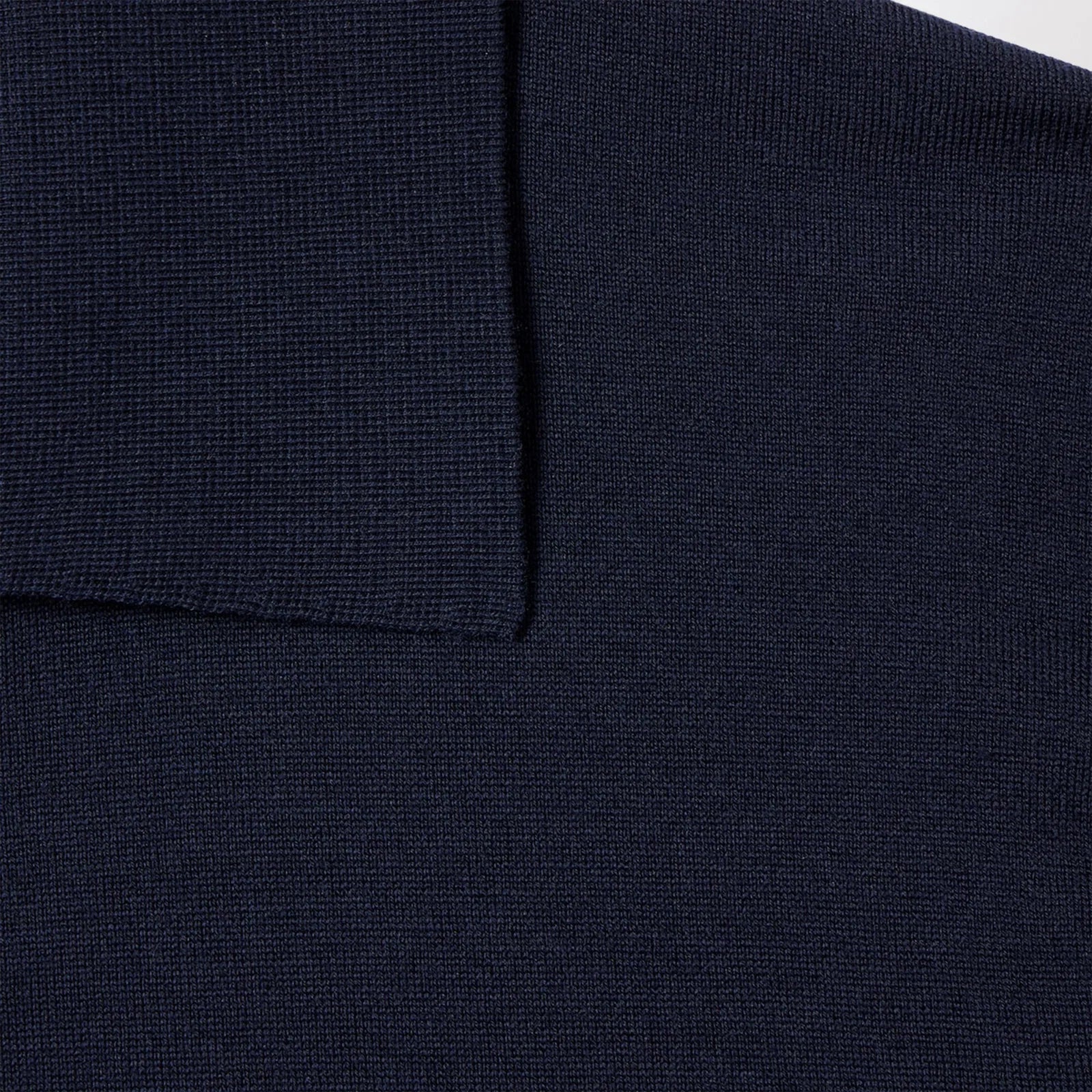 GUCCI Dark blue wool knit polo with GG embroidery
