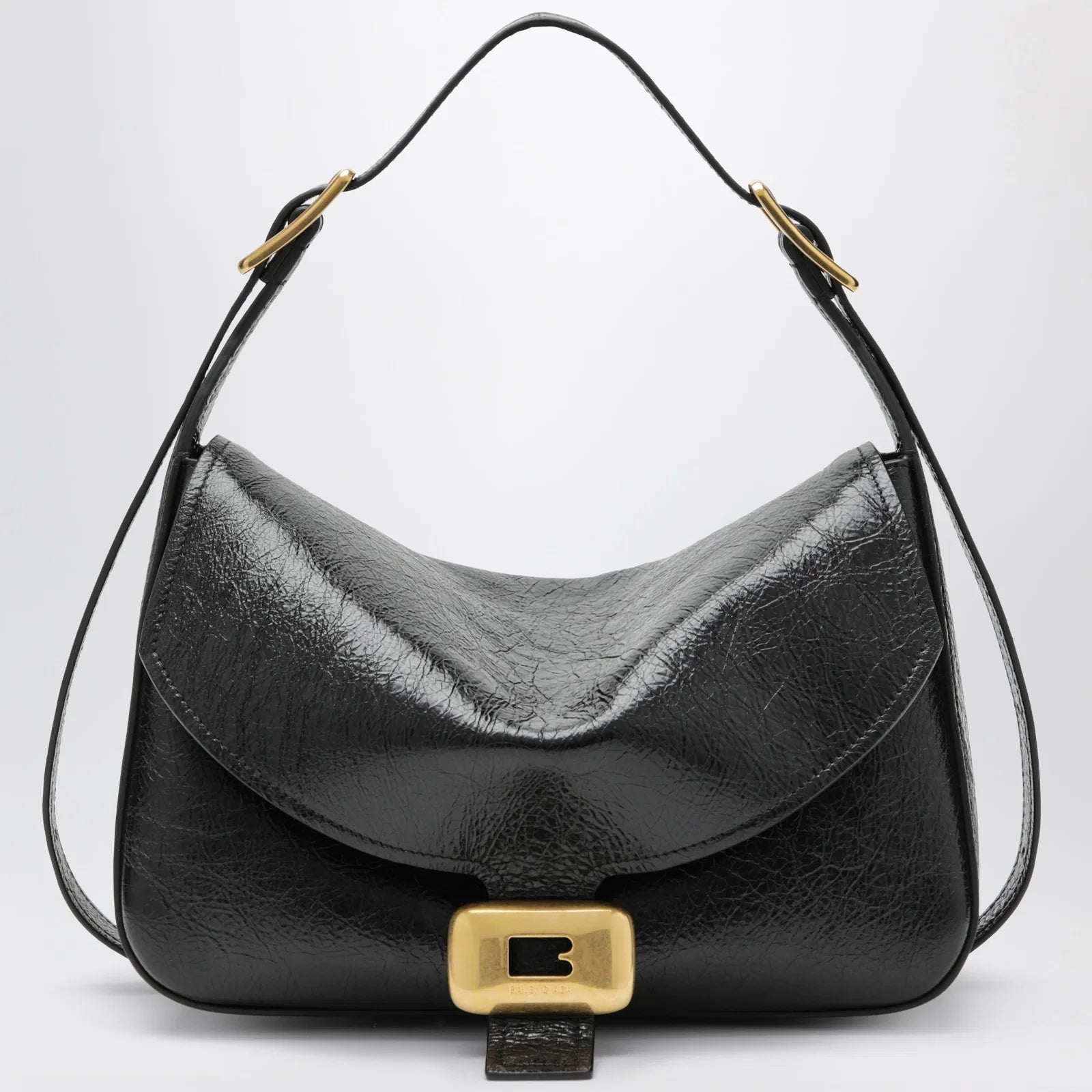 Balenciaga Medium Clicca shoulder bag in lambskin leather, black