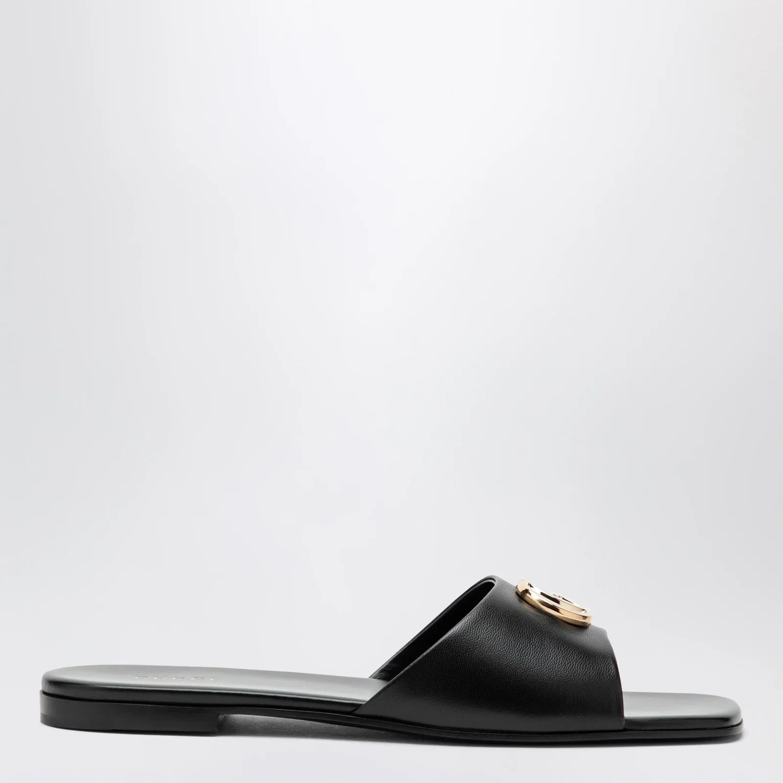 GUCCI Black nappa leather Double G slides