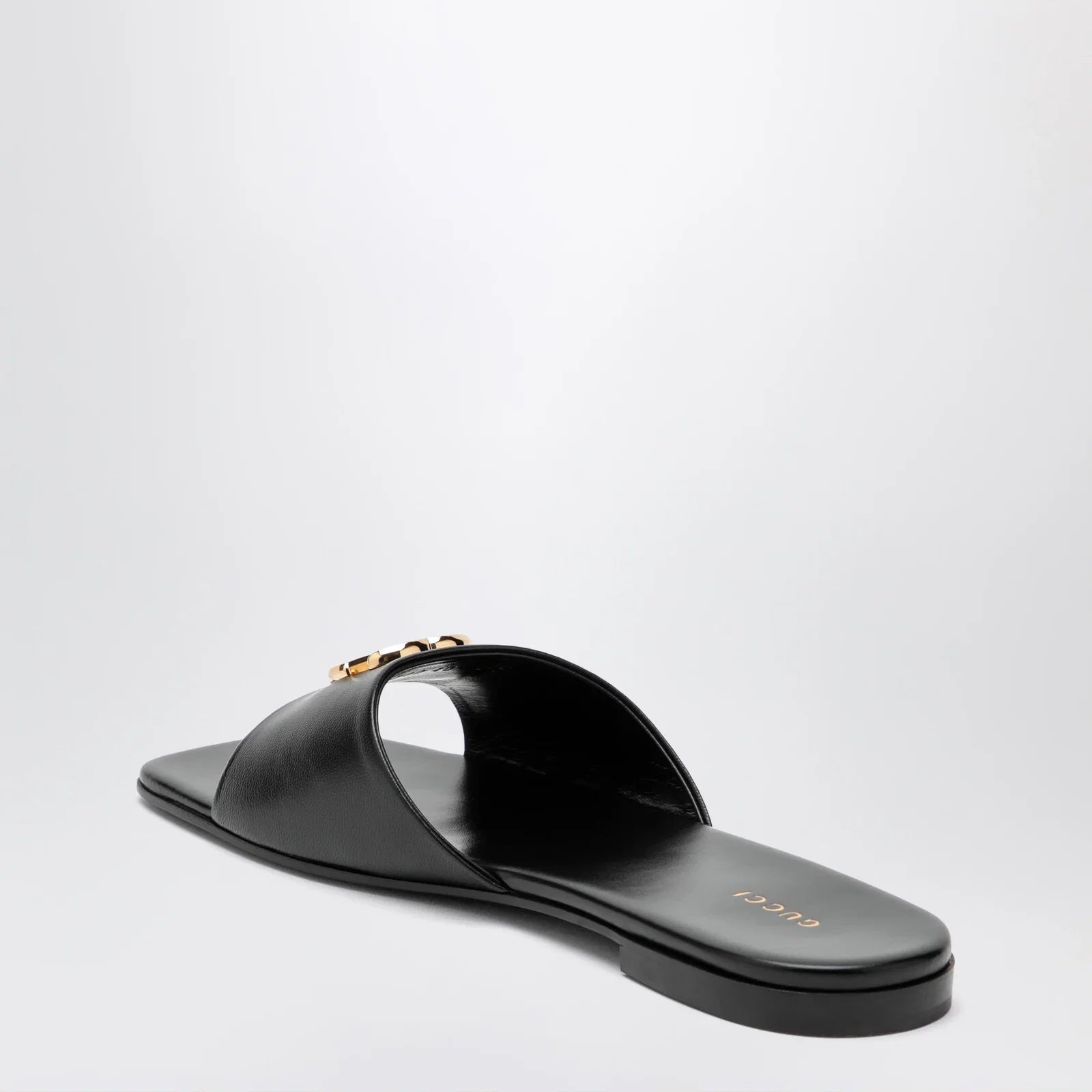 GUCCI Black nappa leather Double G slides