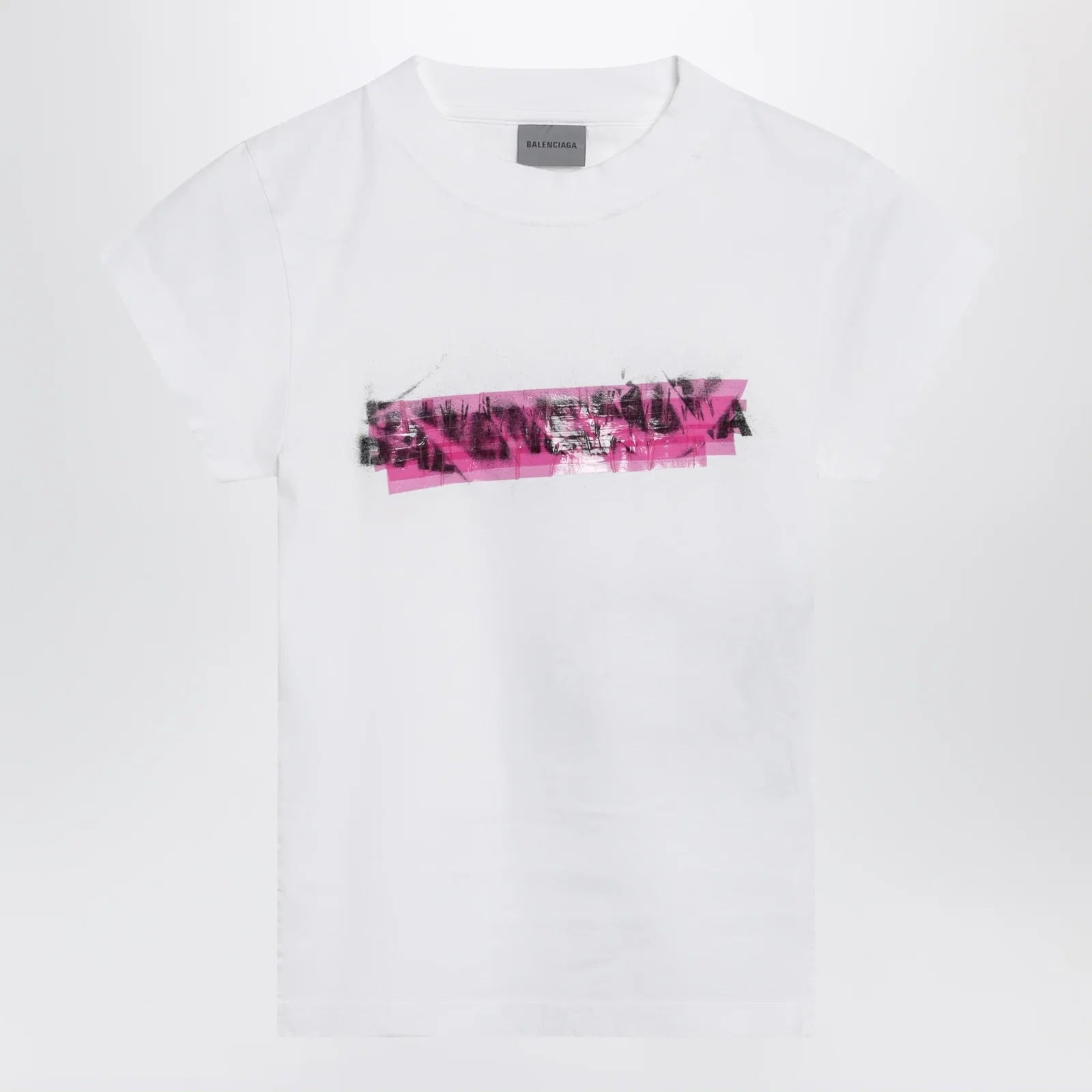 Balenciaga Messy Spray T-shirt with cut-out back in white cotton