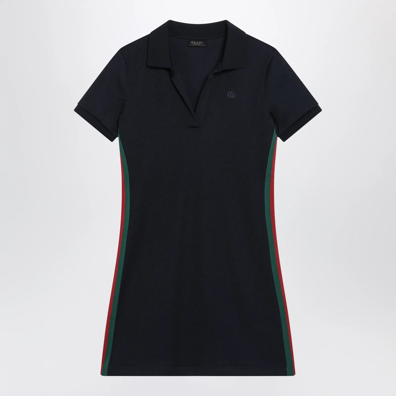 GUCCI Blue Cotton Jersey Dress with Web Detail