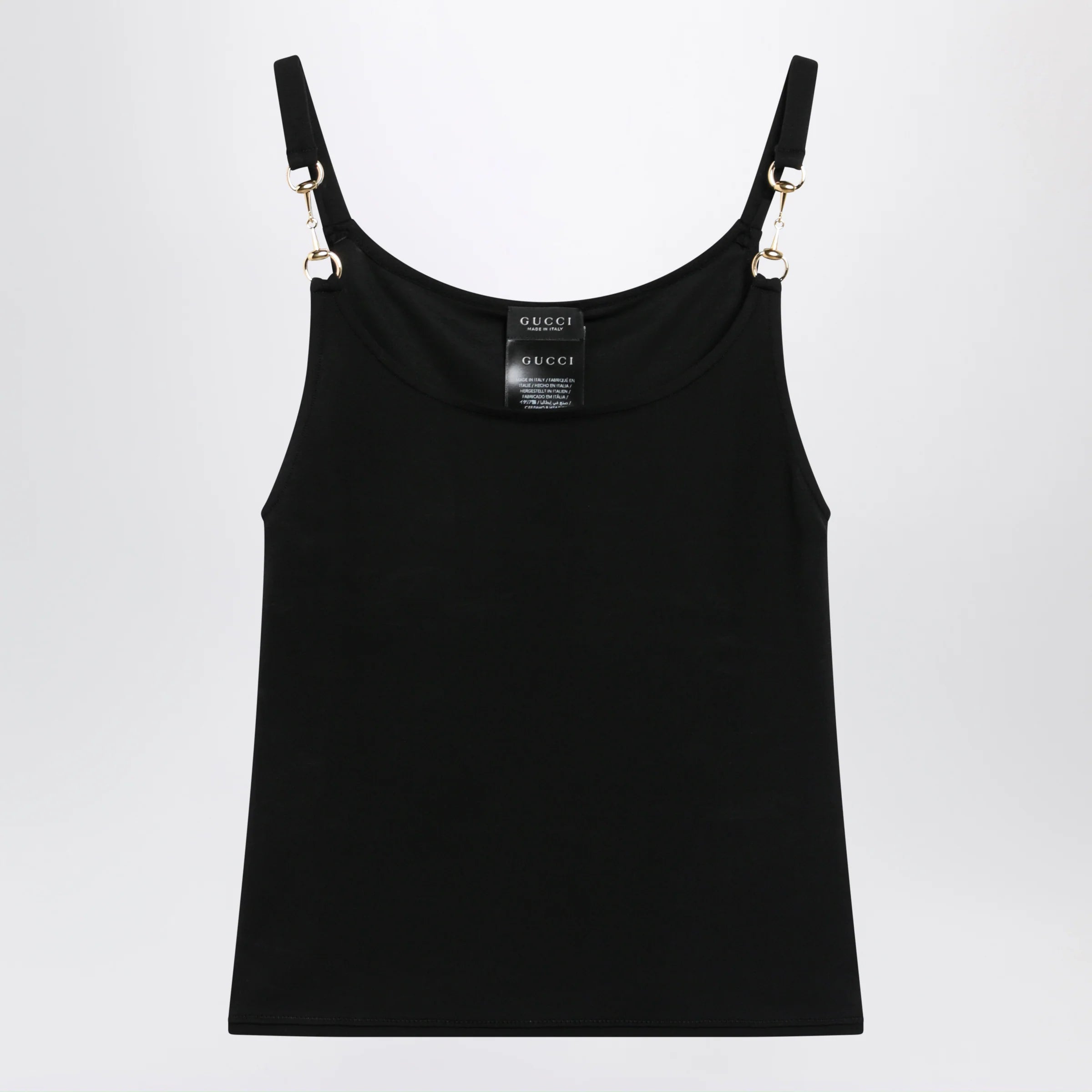 GUCCI Viscose crêpe jersey top with Horsebit detail in black