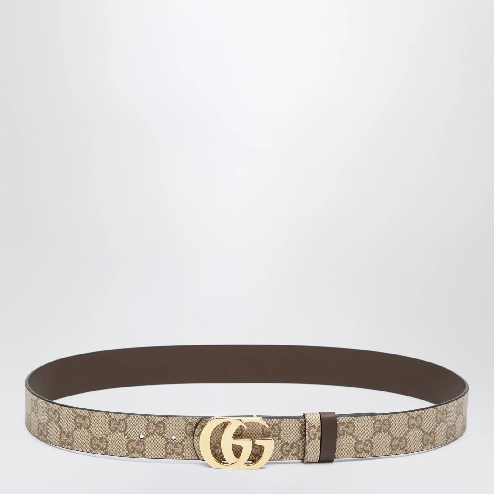 GUCCI Sand/Dark Brown Reversible Cut GG Marmont Belt