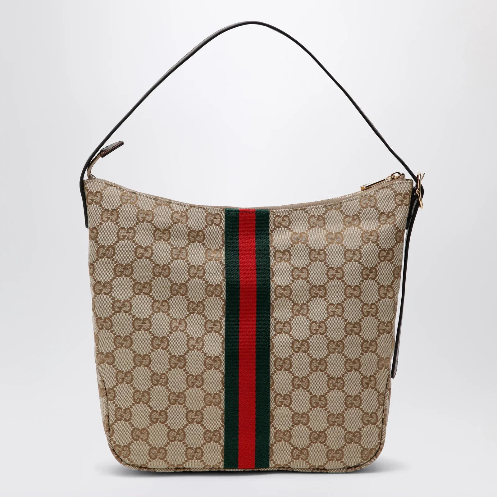GUCCI Medium Lunetta crossbody bag in beige sand GG fabric
