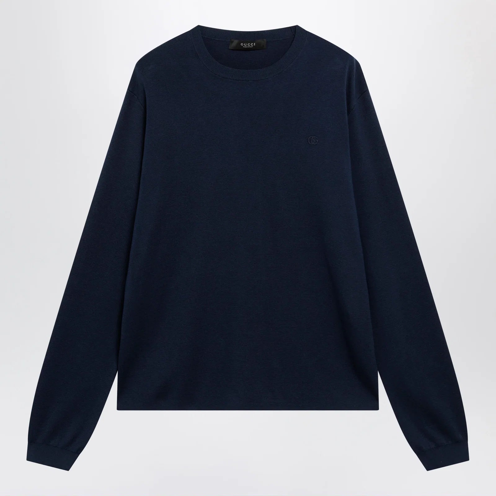 GUCCI Ink blue silk and cotton sweater