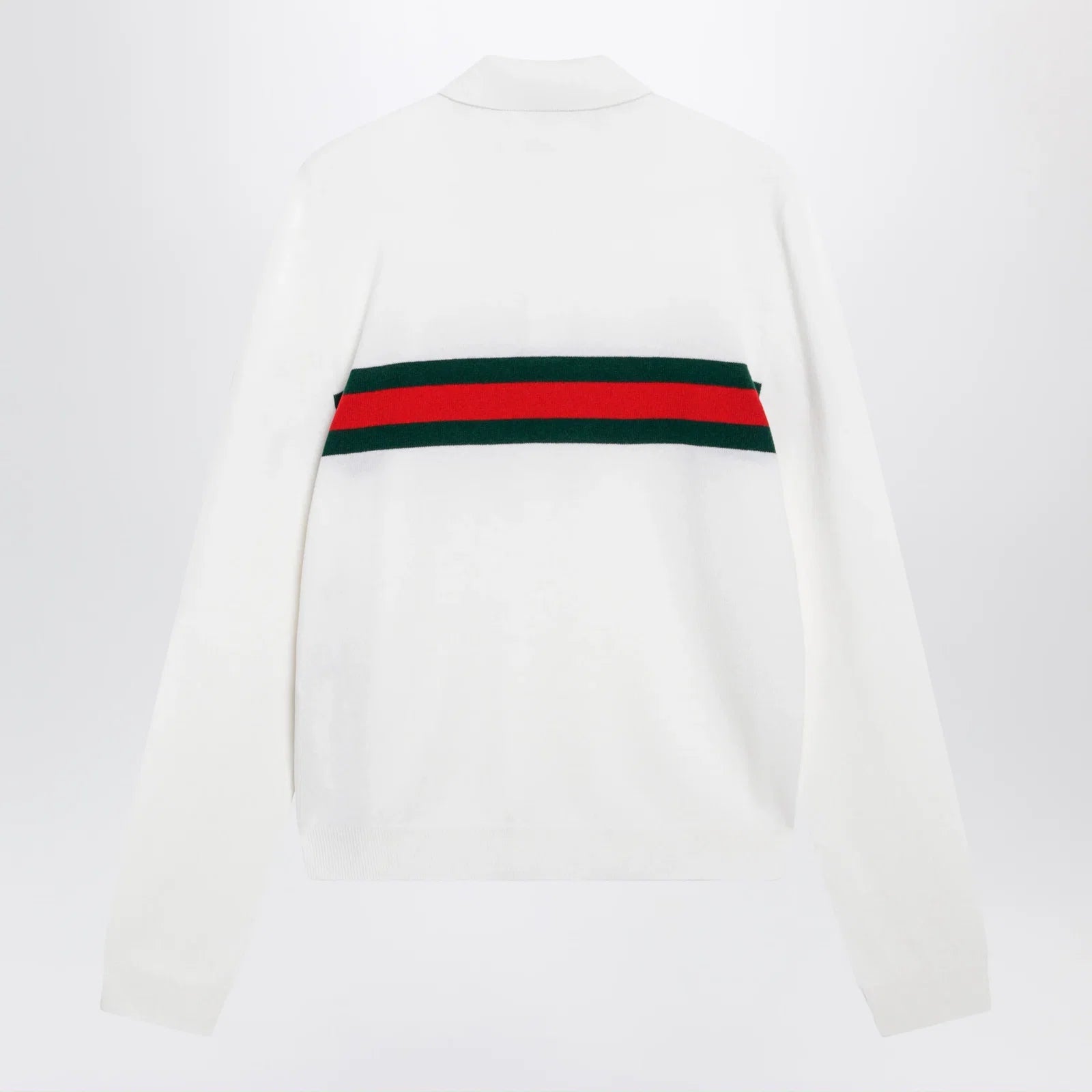 GUCCI White cashmere polo shirt with Web motif
