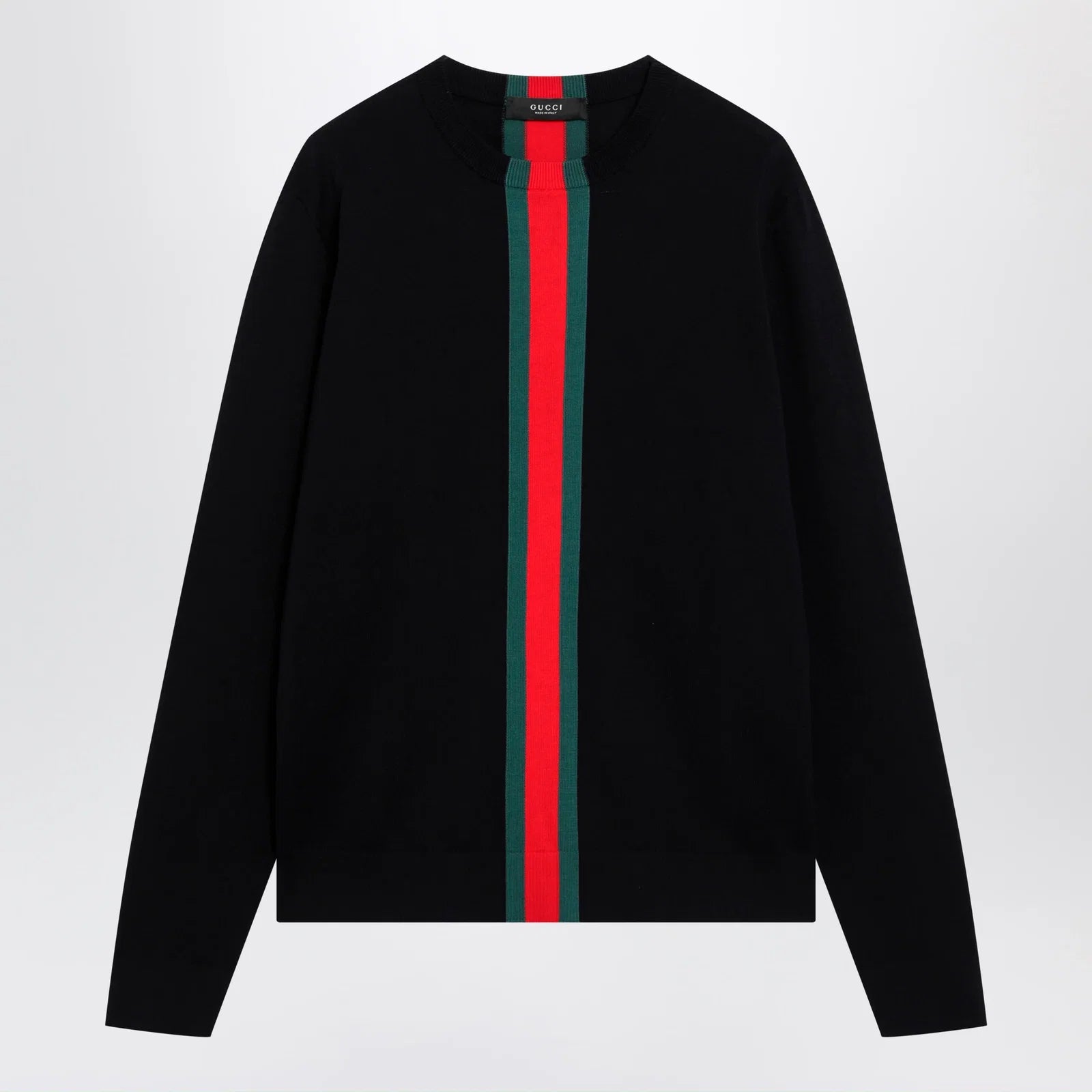 GUCCI Knitted cotton sweater with Web ribbon