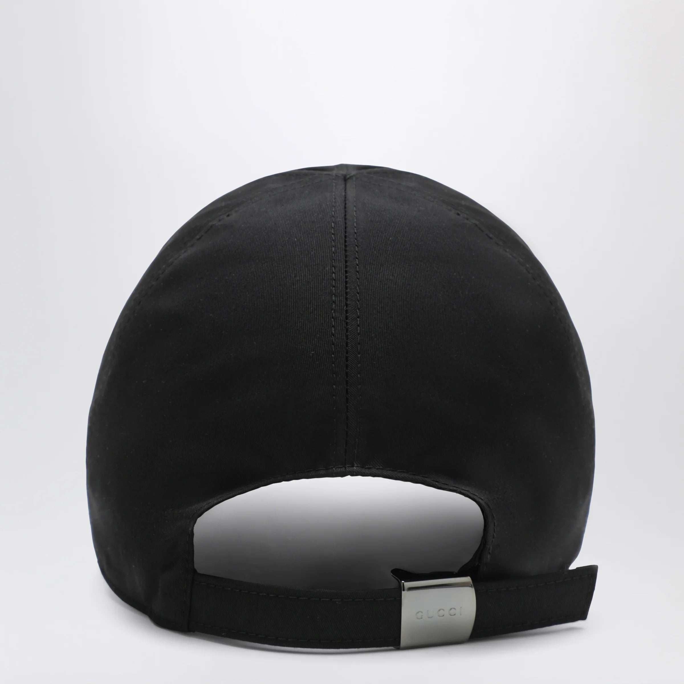 GUCCI Black cotton baseball cap with GG trim