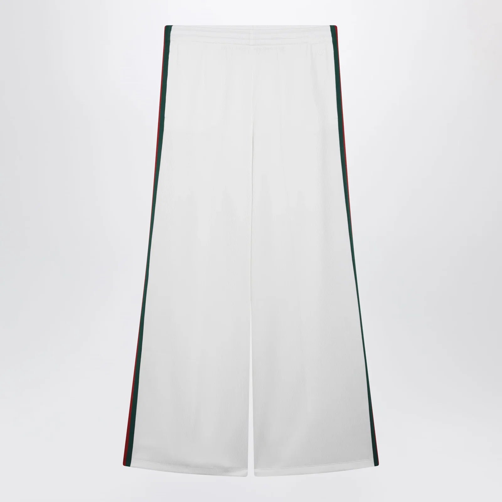 GUCCI White Cotton Jersey Leisure Trousers with Web Stripe