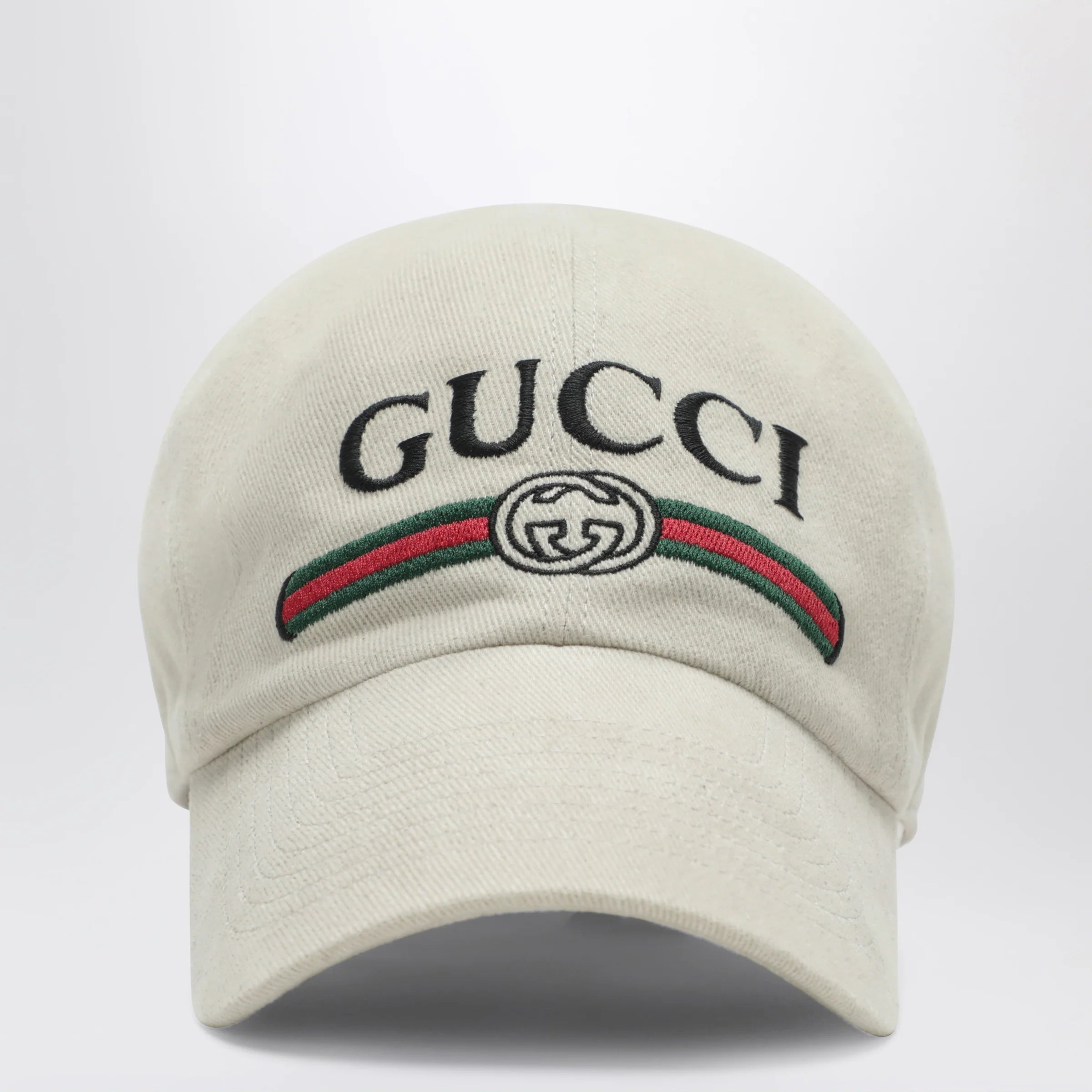 GUCCI Beige cotton baseball cap with embroidered logo