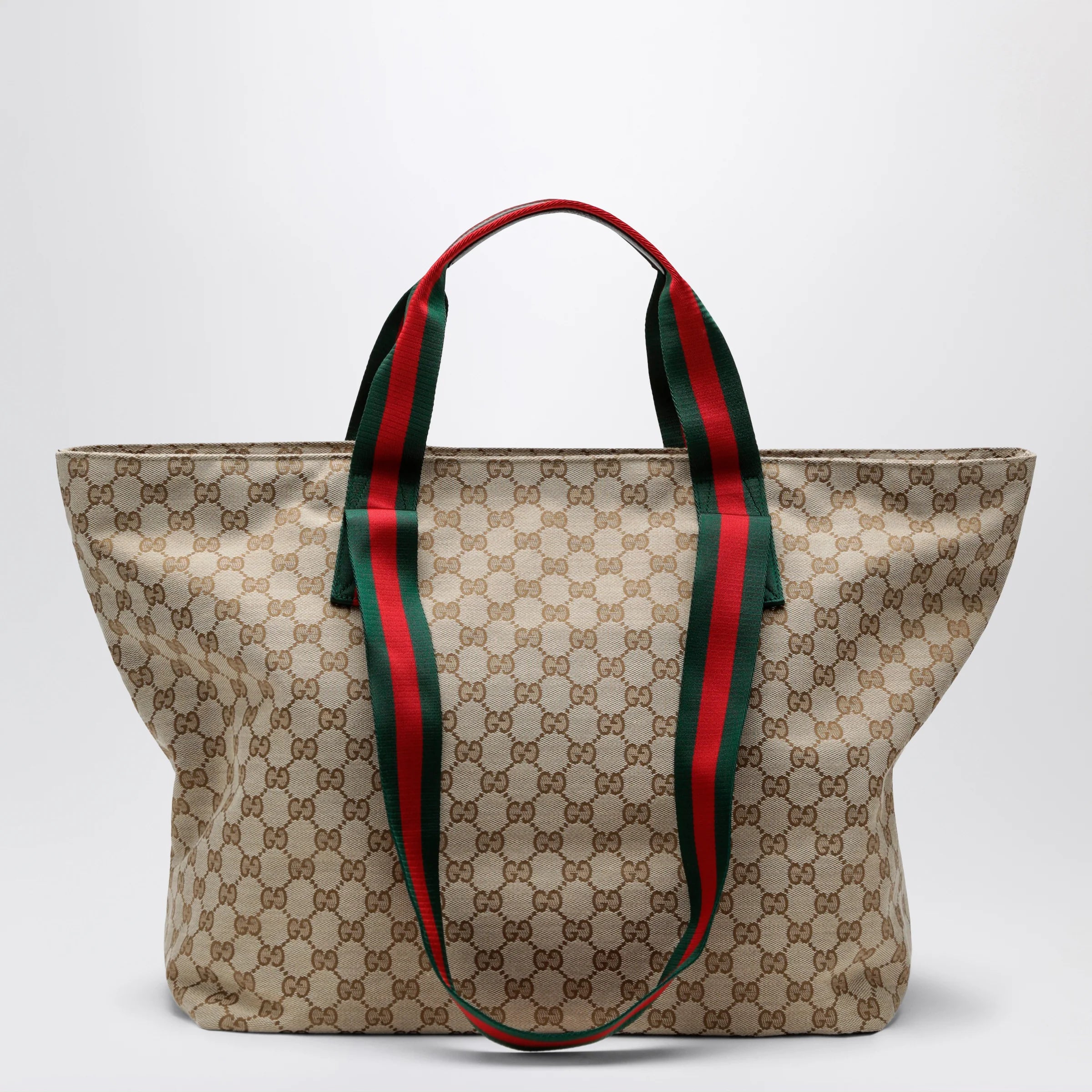 GUCCI Medium shopping bag in sand beige GG fabric