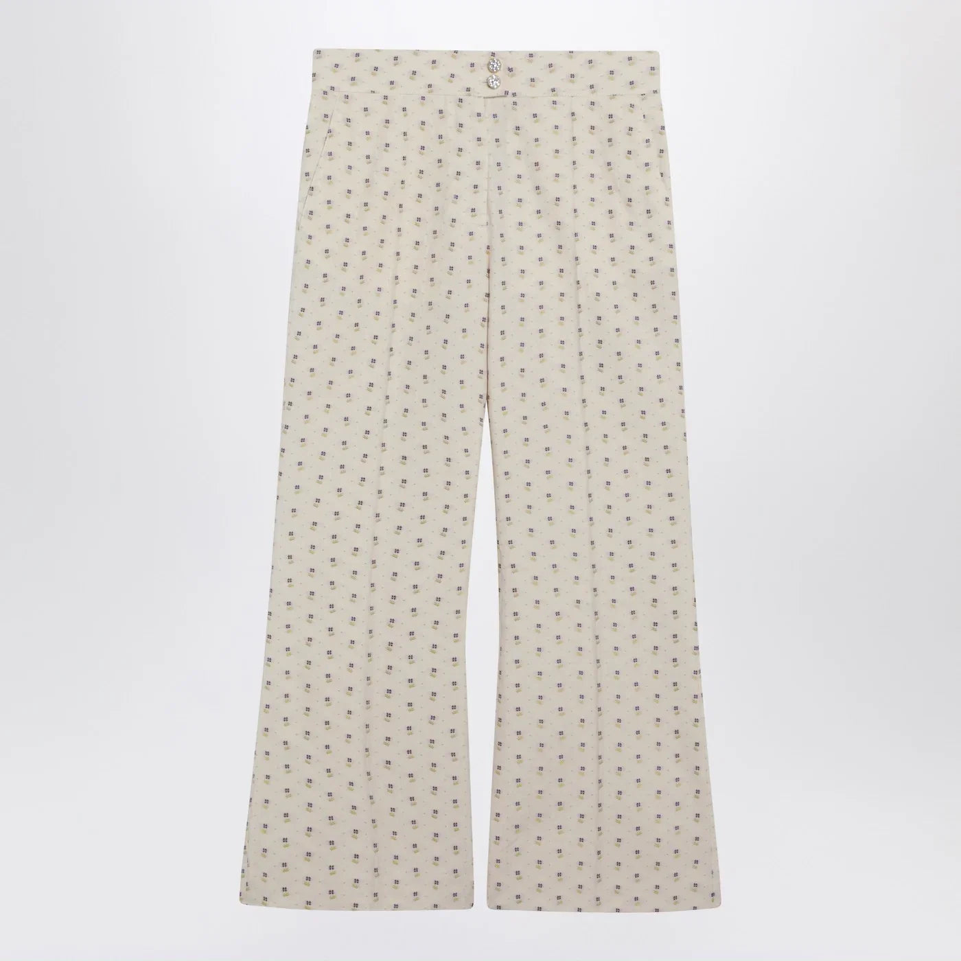 Valentino Ivory trousers with floral pattern