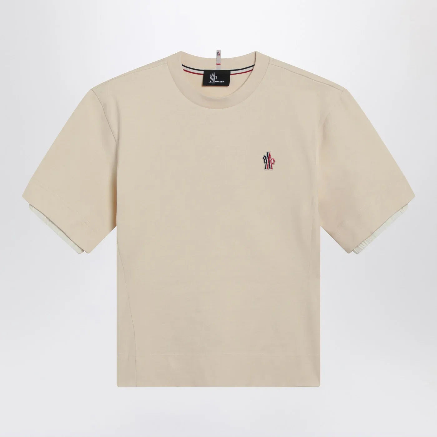 Moncler Grenoble White cotton-blend T-shirt with logo patch