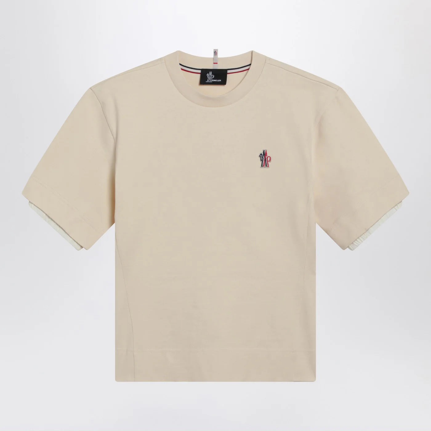 Moncler Grenoble White cotton-blend T-shirt with logo patch
