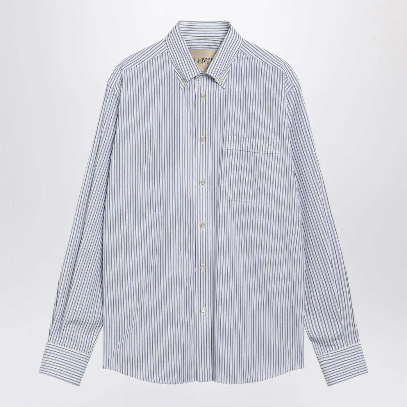 Valentino Ivory shirt with light blue and blue stripes