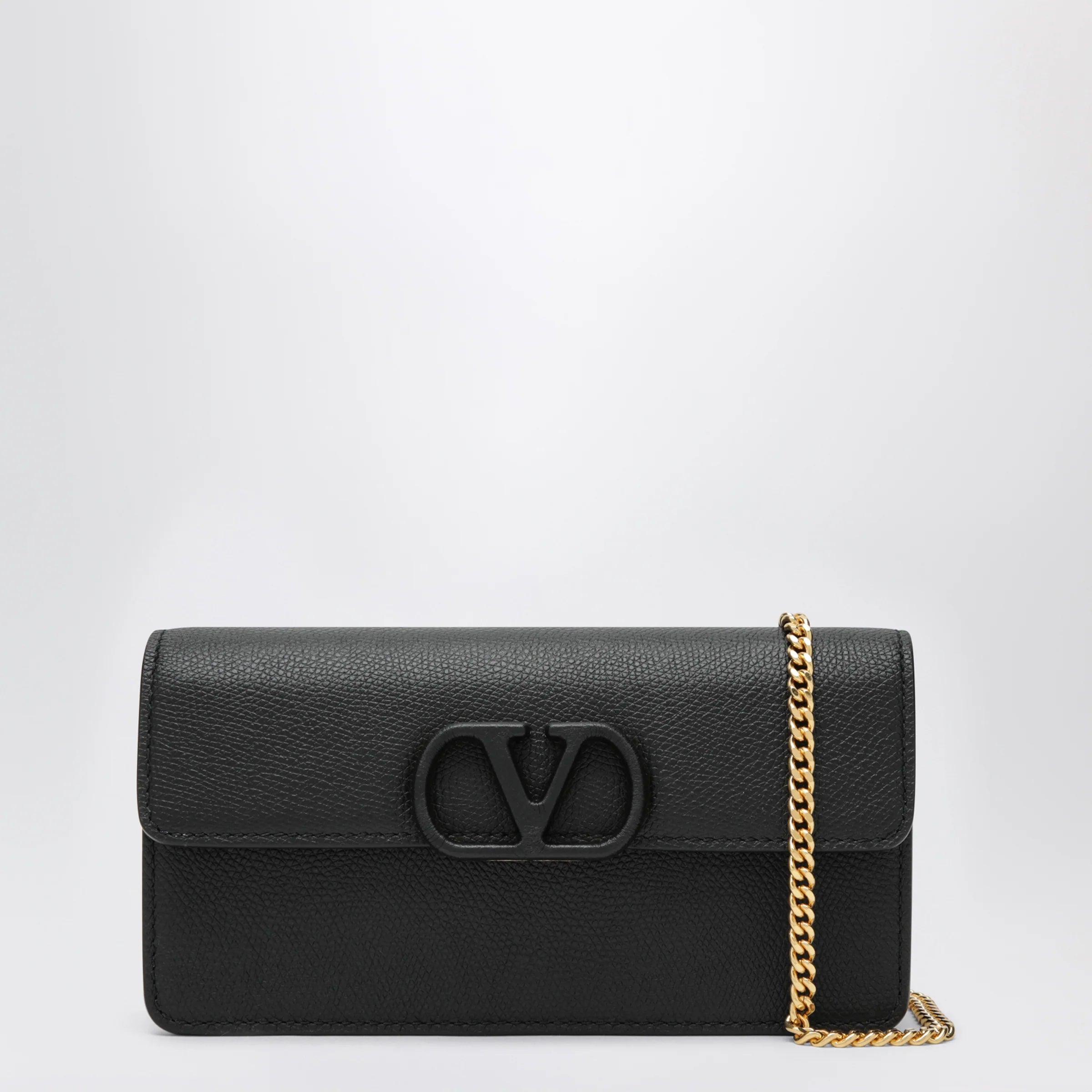 Valentino Garavani VLogo Signature chain wallet in black leather