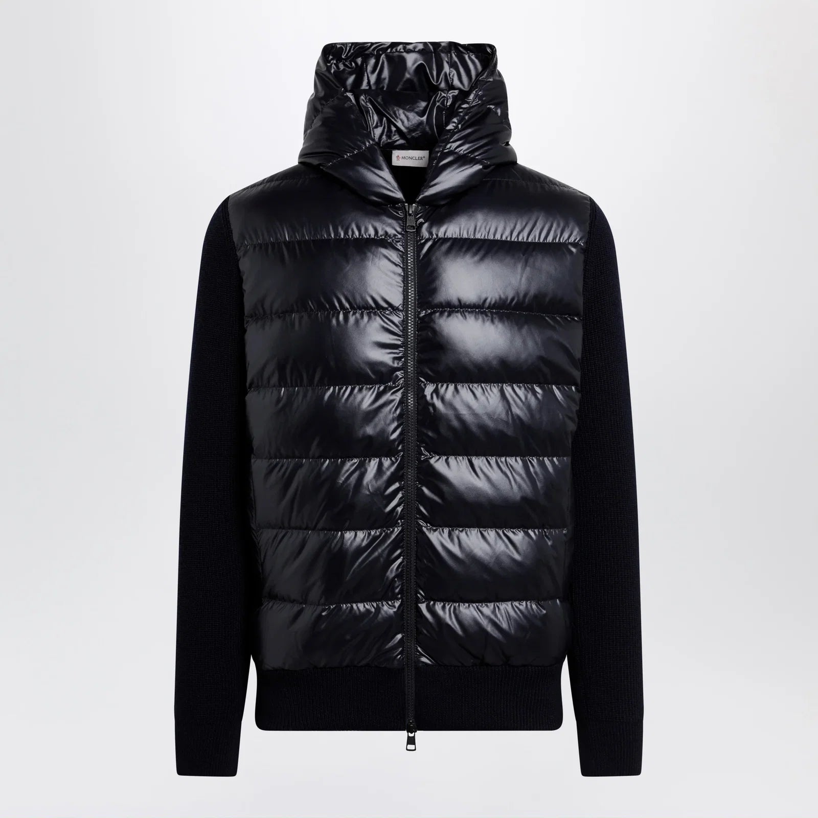 Moncler Blue padded wool zip-up hoodie