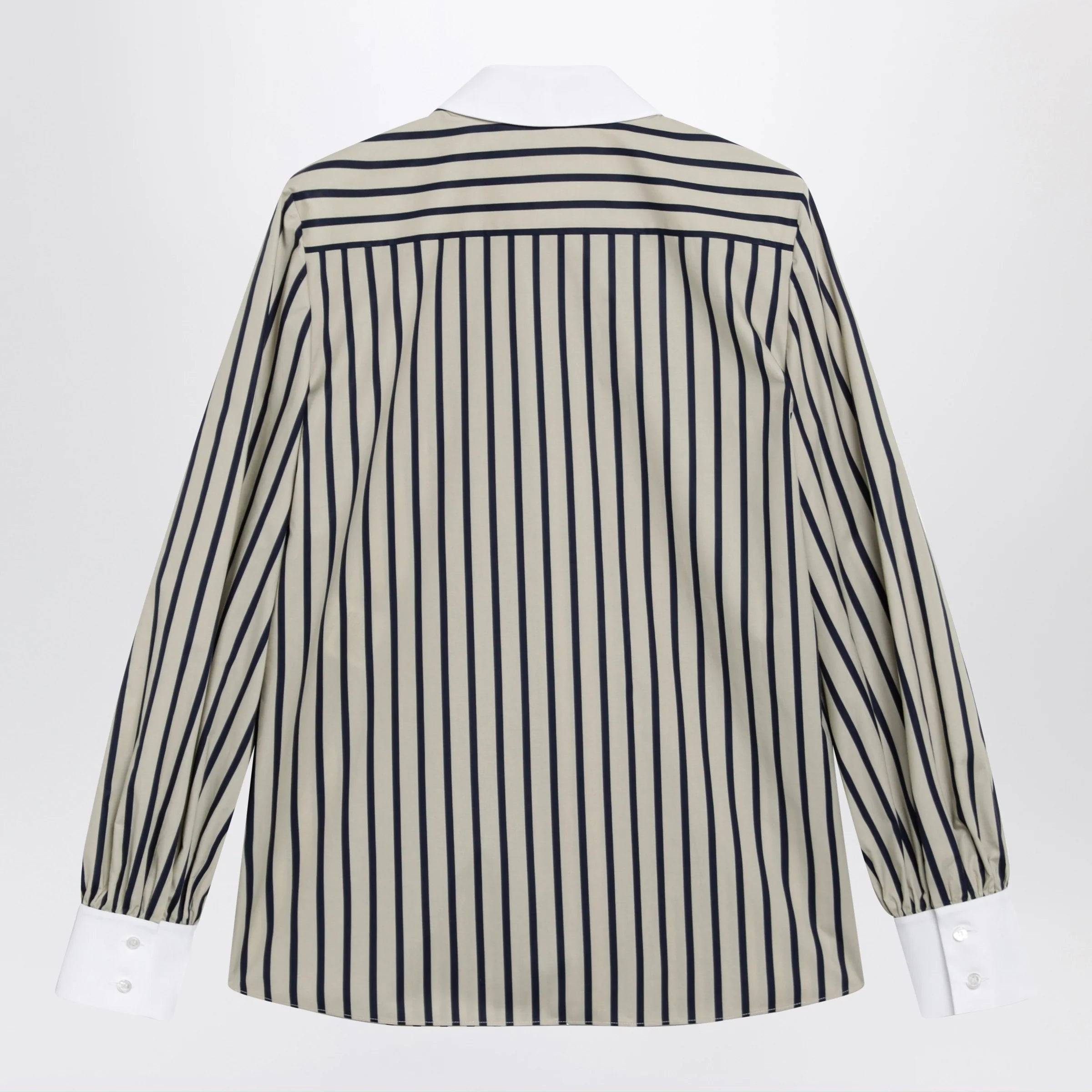 Valentino Striped cotton shirt with scarf in beige and blue