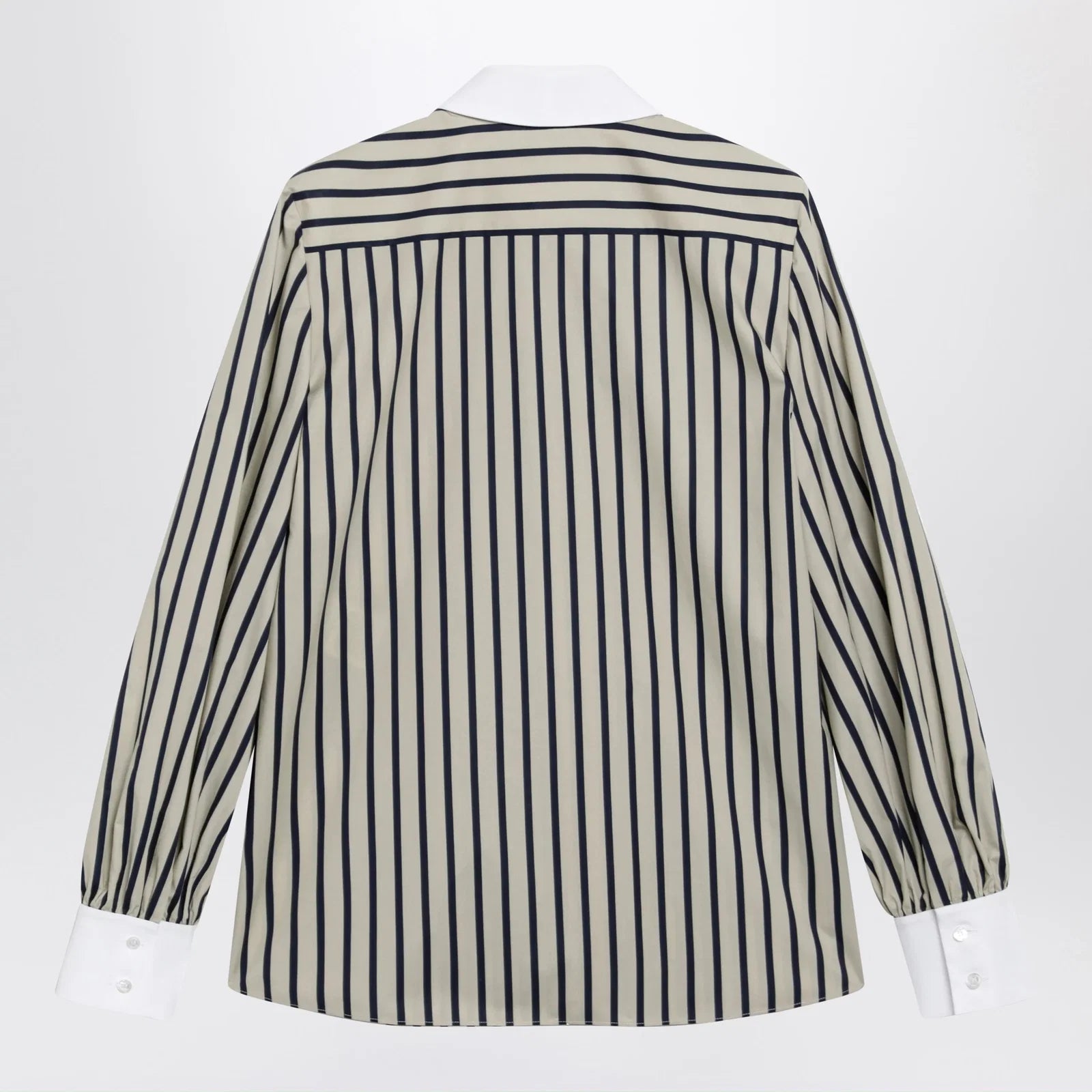 Valentino Striped cotton shirt with scarf in beige and blue