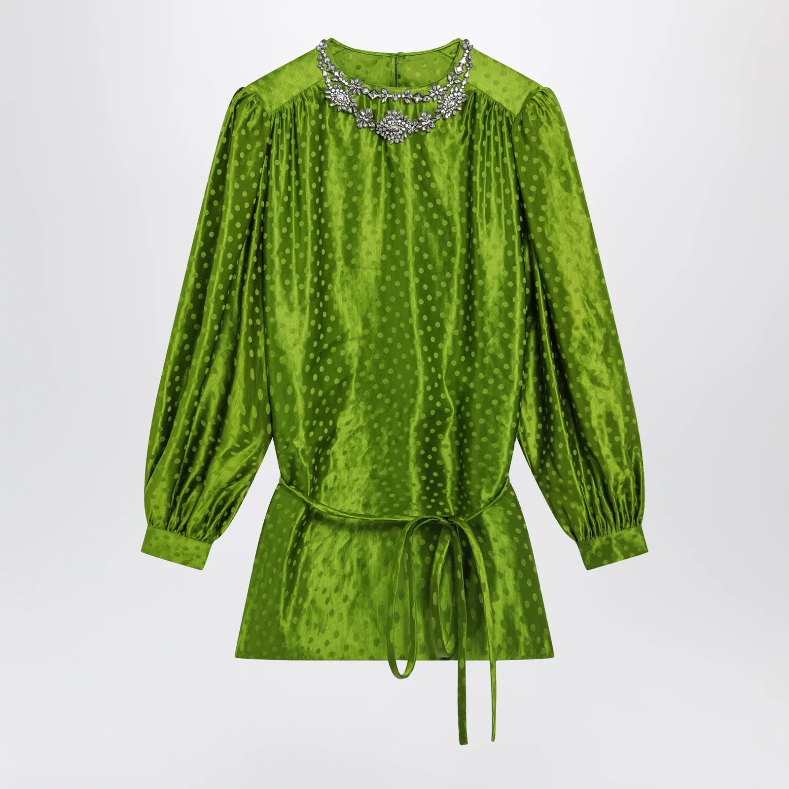 Valentino Avocado Polka-Dot Silk-Blend Jacquard Mini Dress