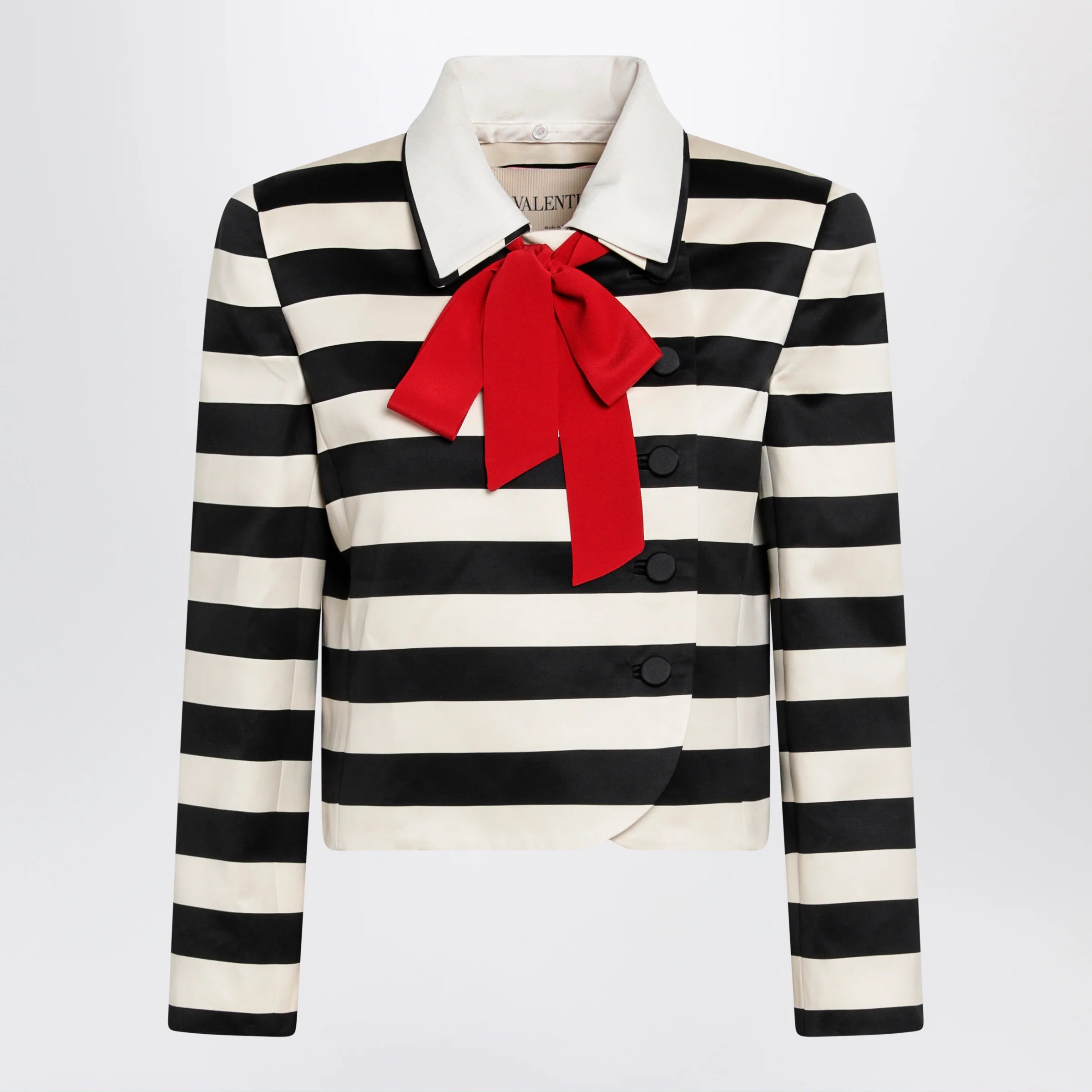 Valentino Vanilla/black striped jacket with maxi bow