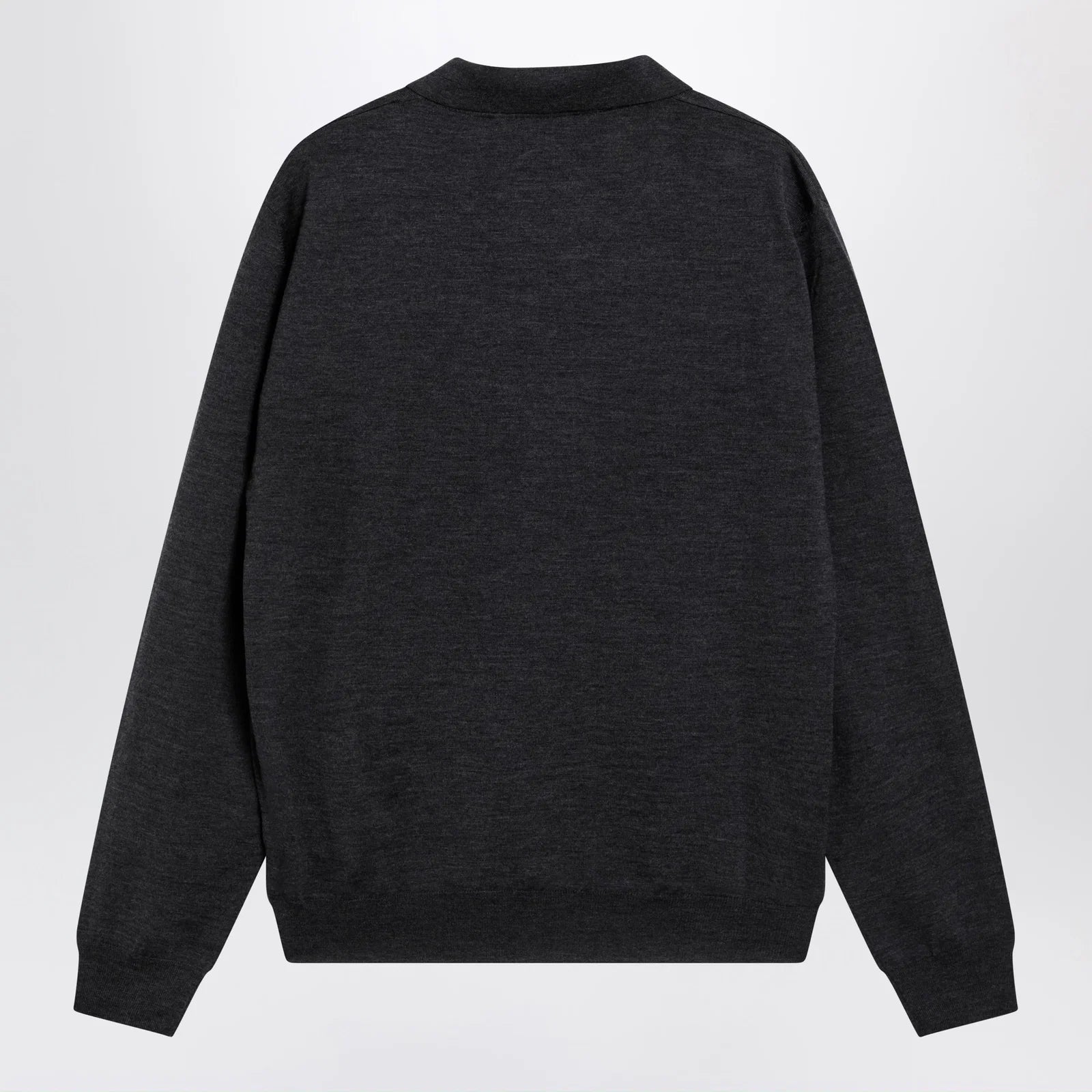 Valentino Wool polo shirt with VLogo embroidery in anthracite