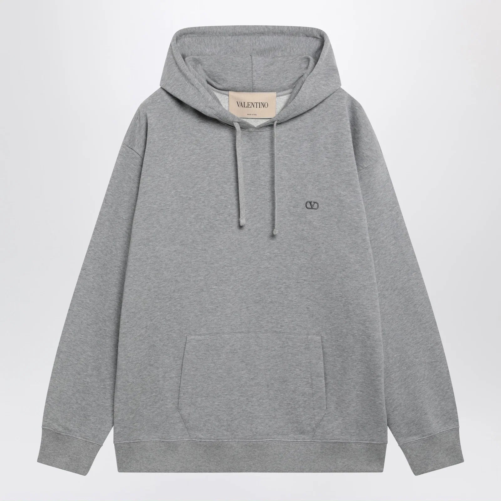 Valentino Mélange gray hoodie with Vlogo embroidery