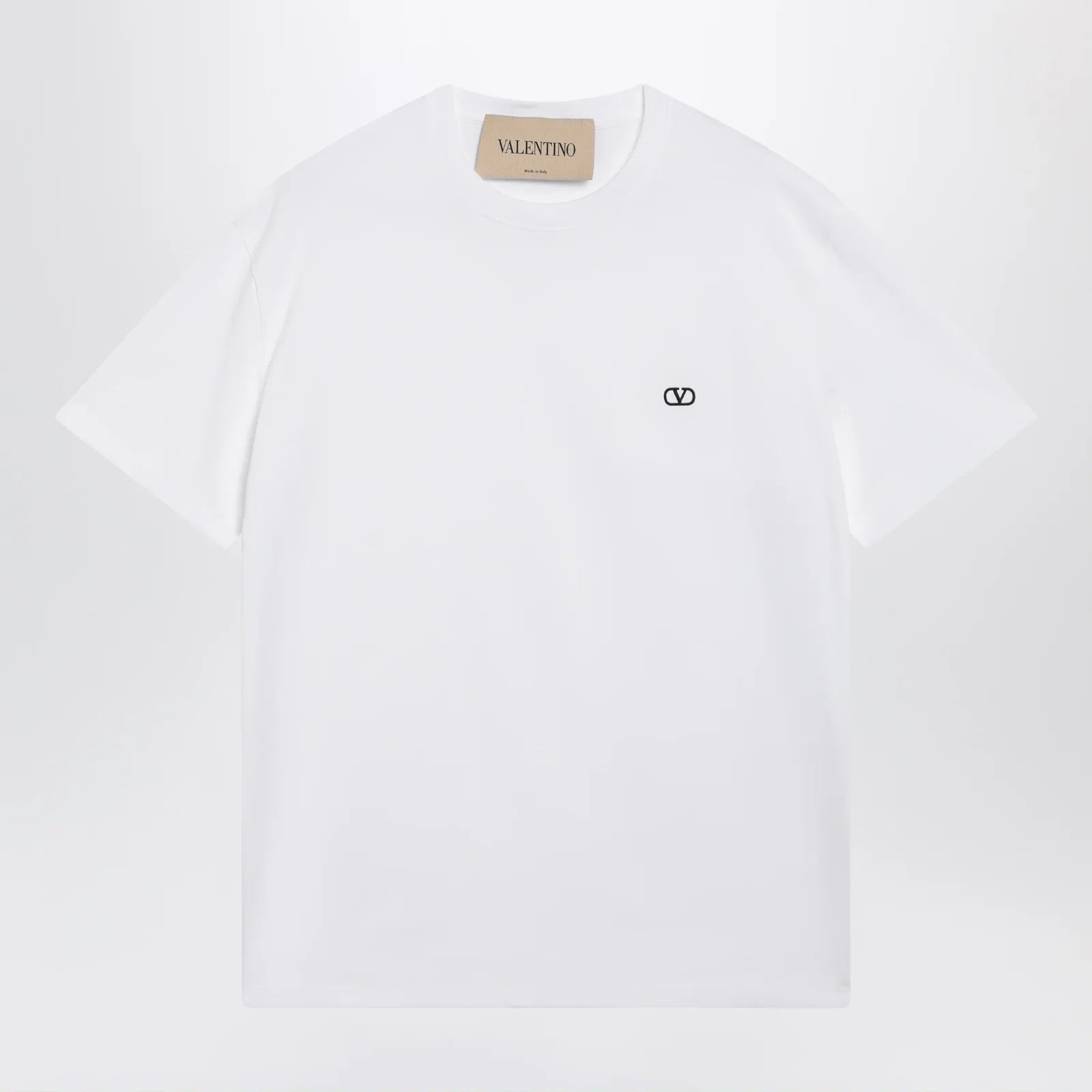 Valentino White cotton T-shirt with VLogo embroidery