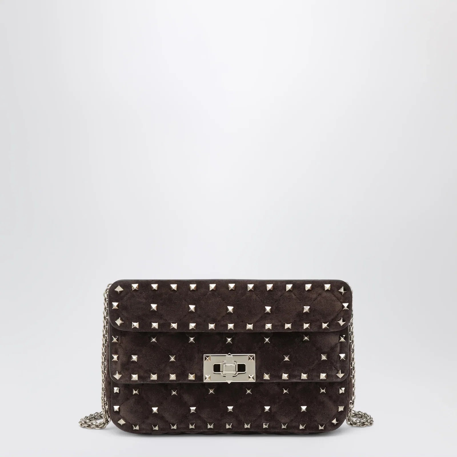 Valentino Garavani Rockstud Spike bag in brown suede