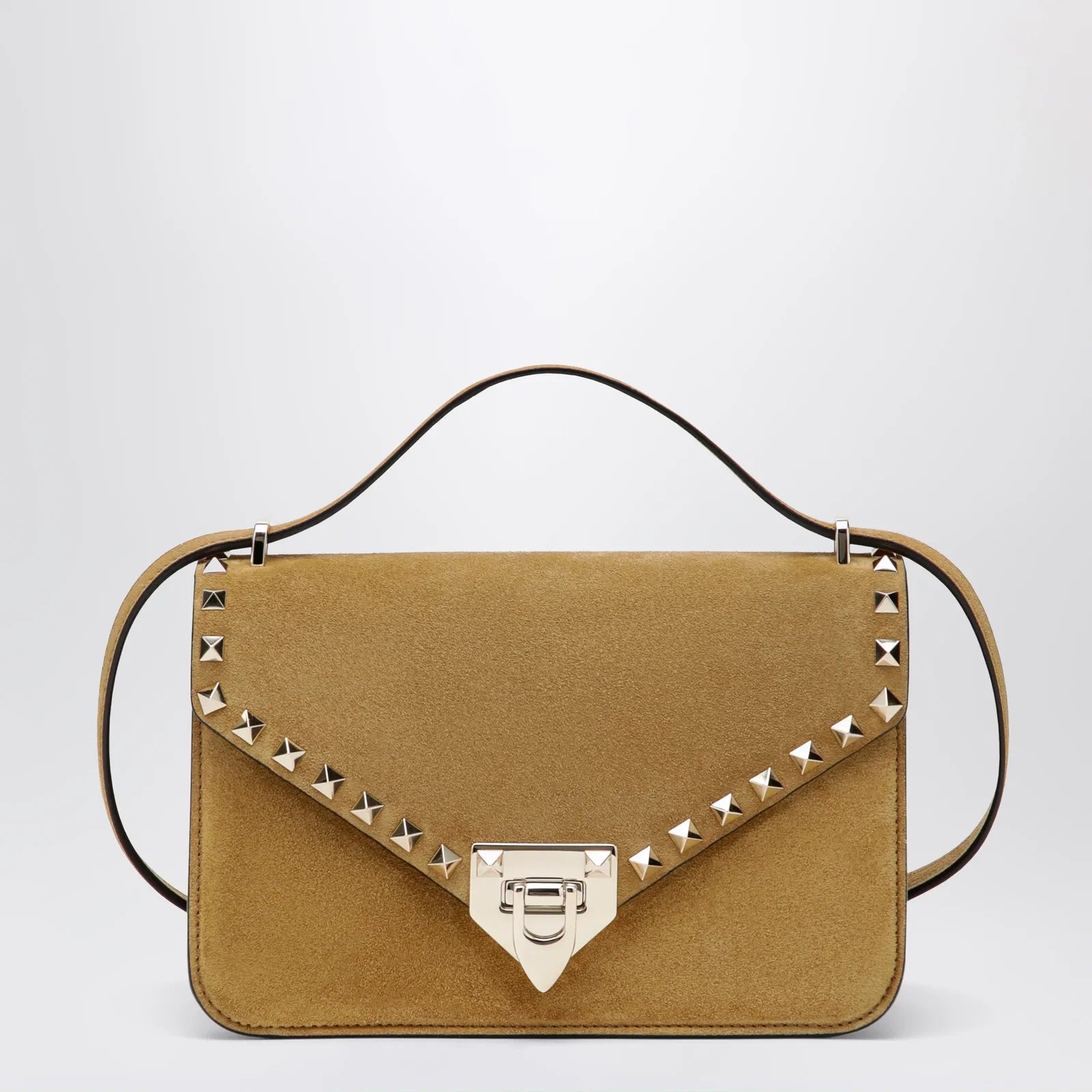 Valentino Garavani Rockstud Havana small crossbody bag in beige suede