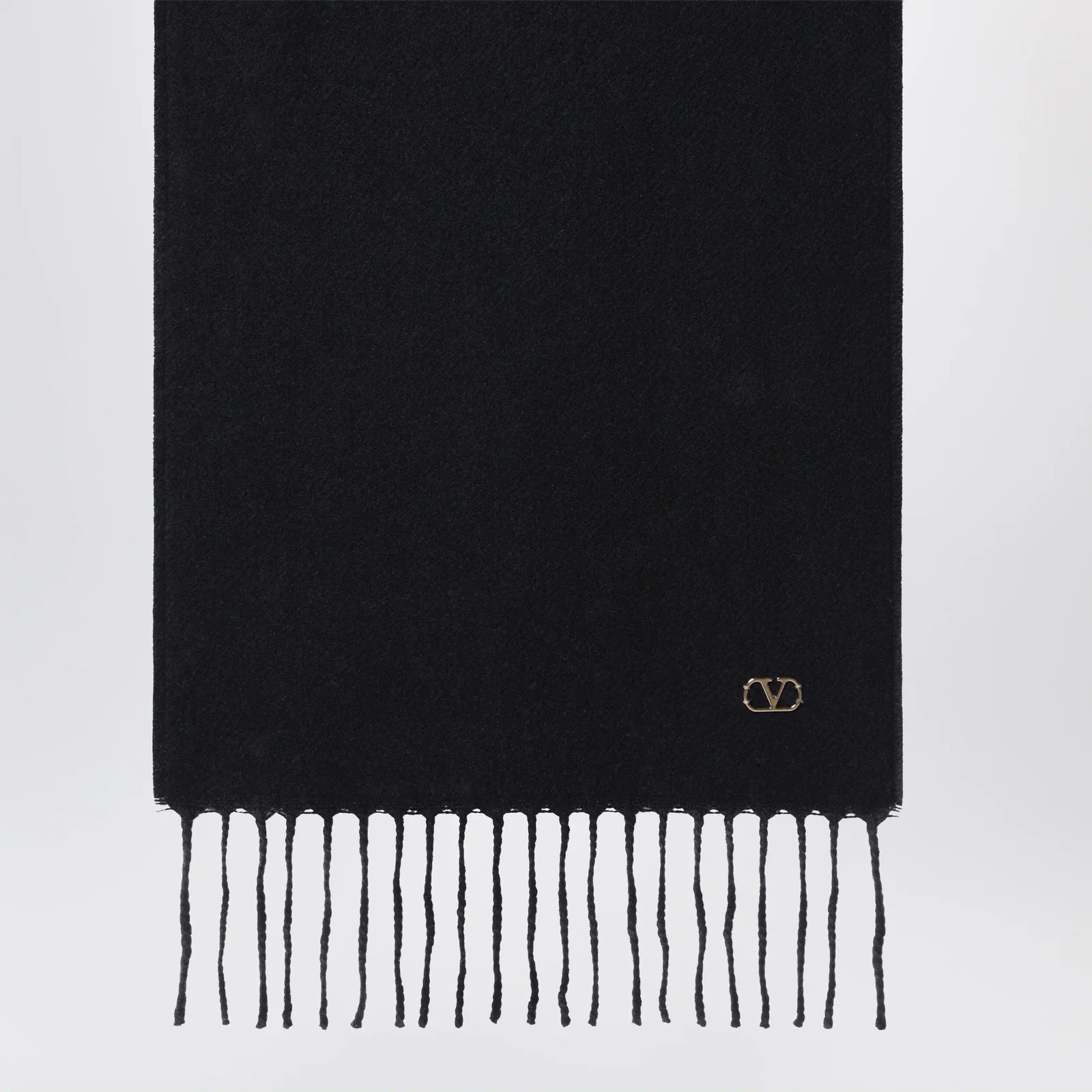 Valentino Garavani Black cashmere scarf with VLogo detail