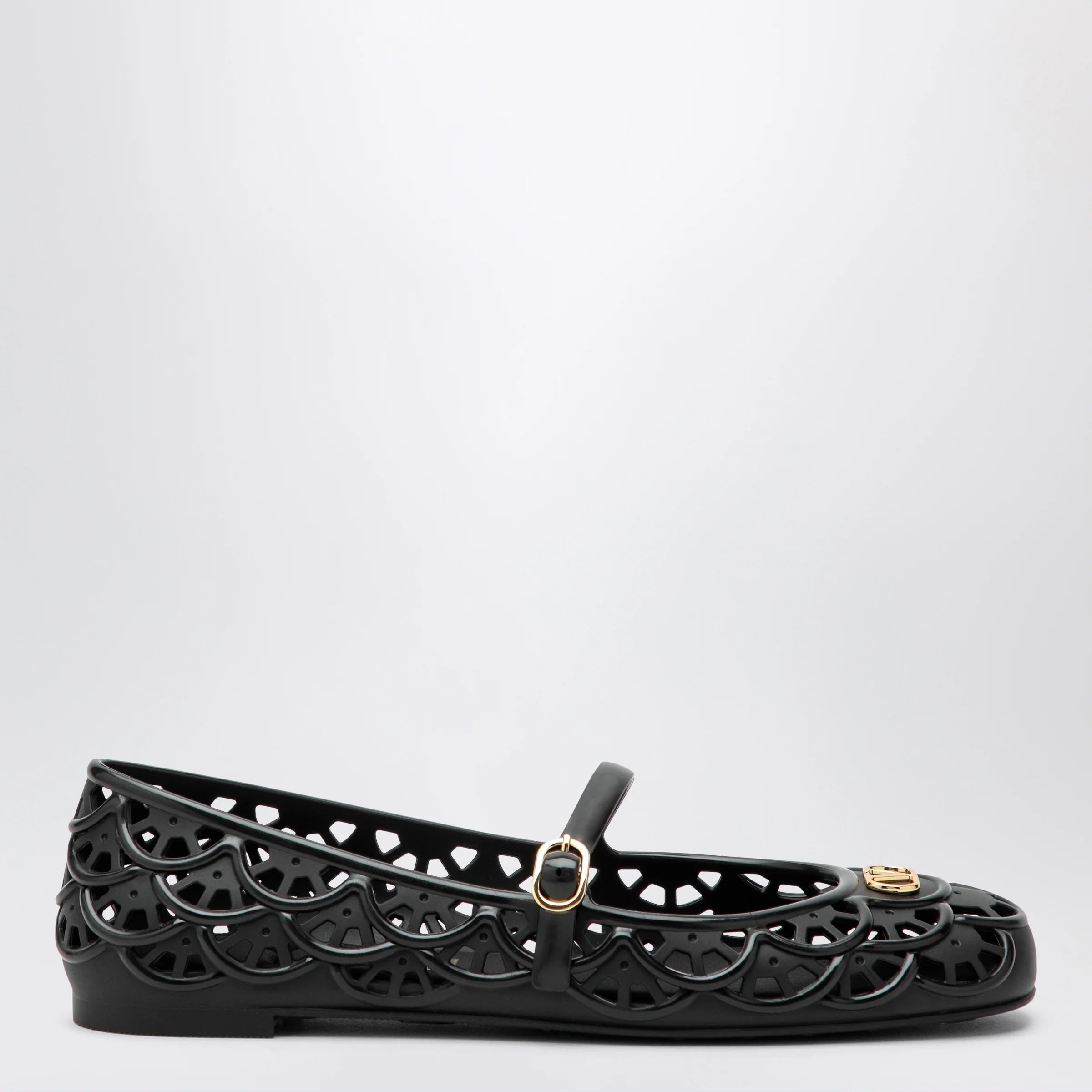 Valentino Garavani Black VLogo Signature rubber ballet flats