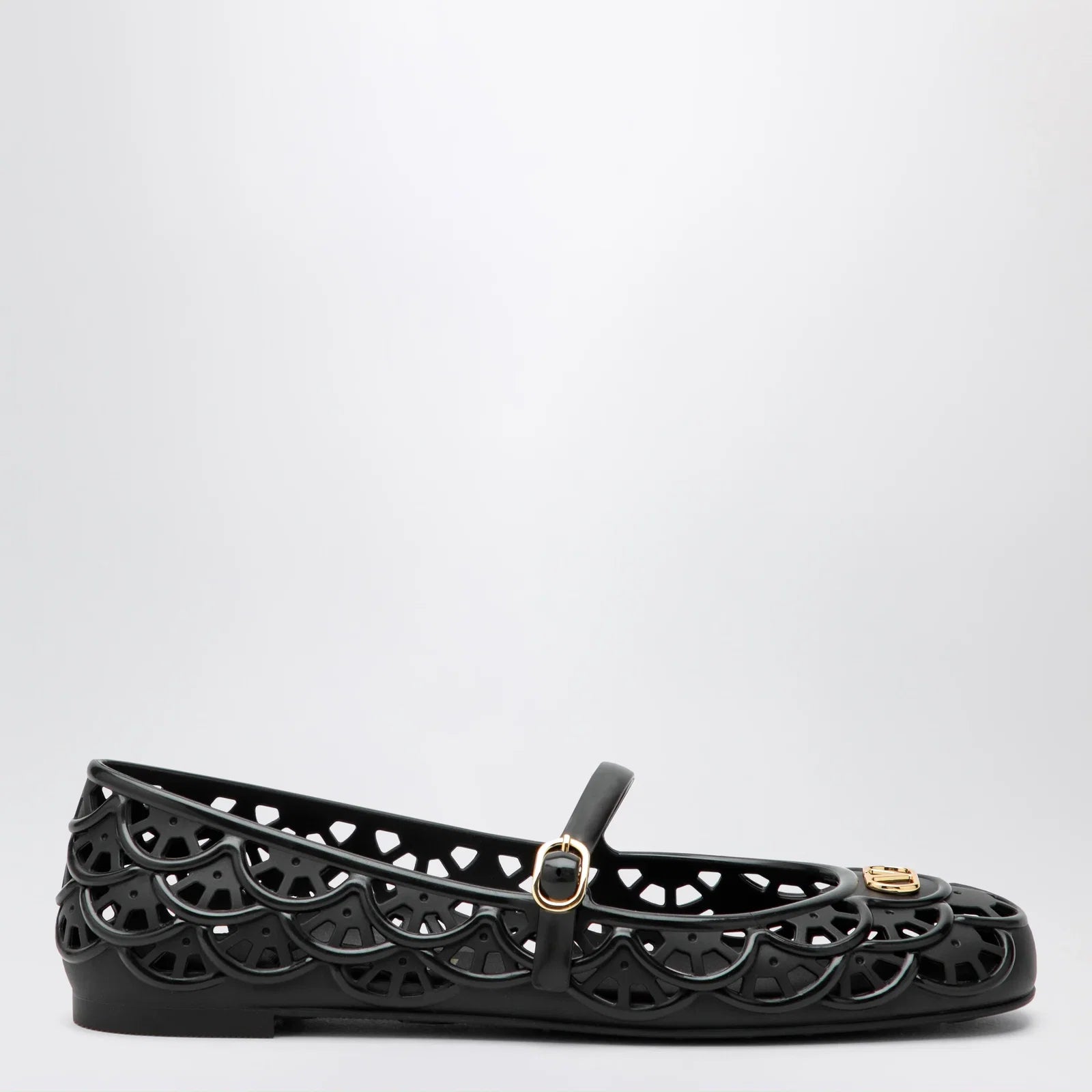 Valentino Garavani Black VLogo Signature rubber ballet flats