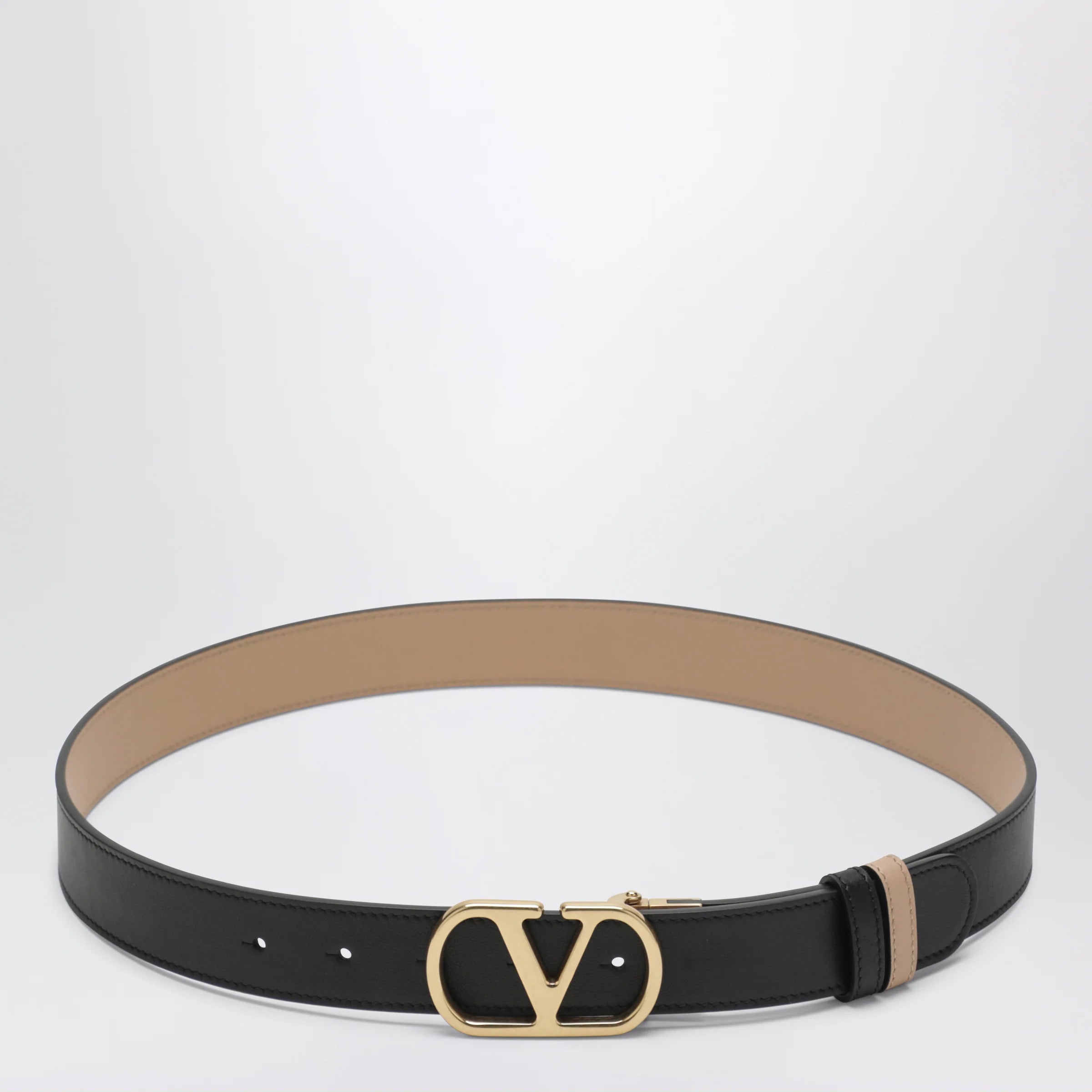 Valentino Garavani Black/Pink reversible VLogo Signature belt