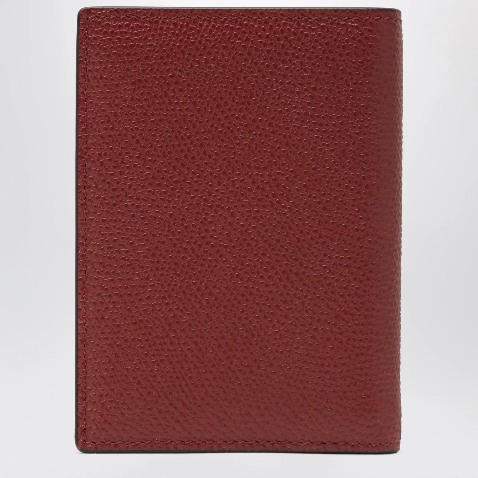 Valentino Garavani Dark red Vlogo card holder in grained leather