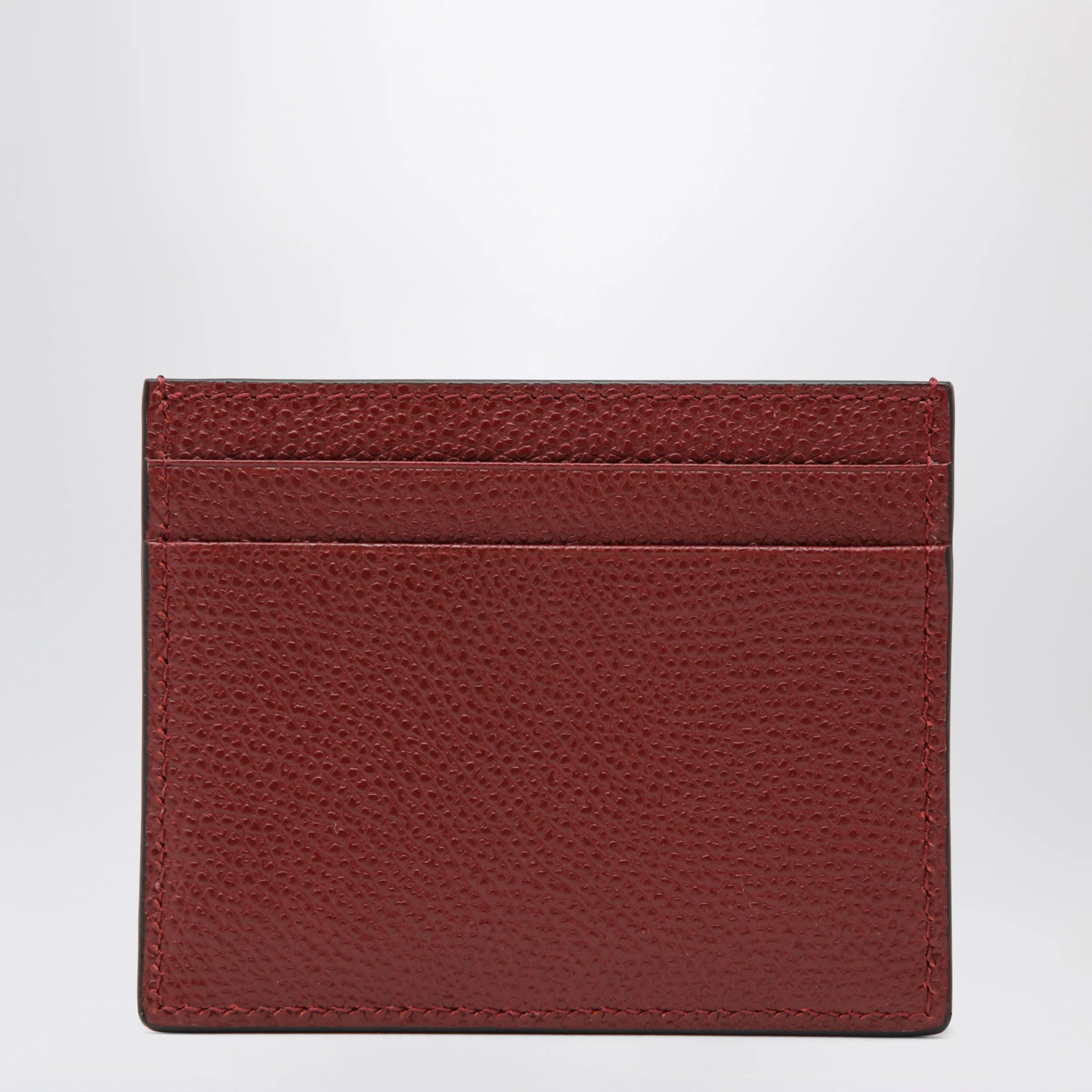 Valentino Garavani VLogo Signature card holder in grained calfskin, russet red