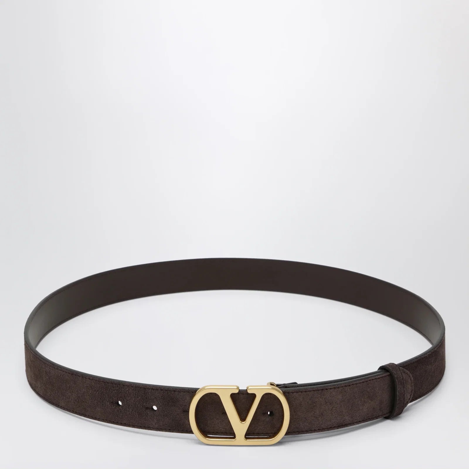Valentino Garavani VLogo Signature Belt in Ebony Suede
