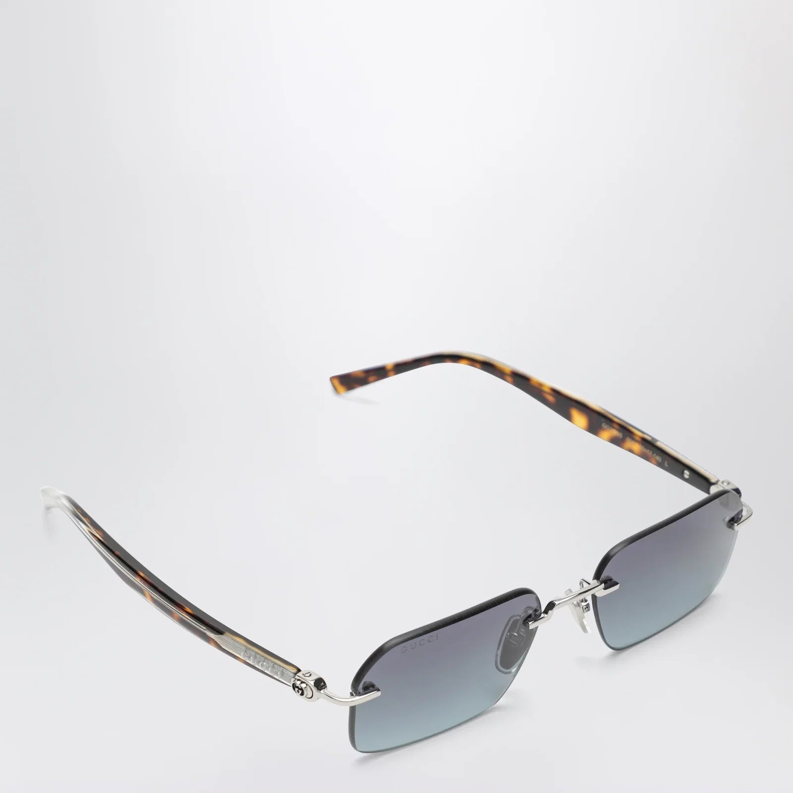 GUCCI Silver-tone metal rectangular sunglasses