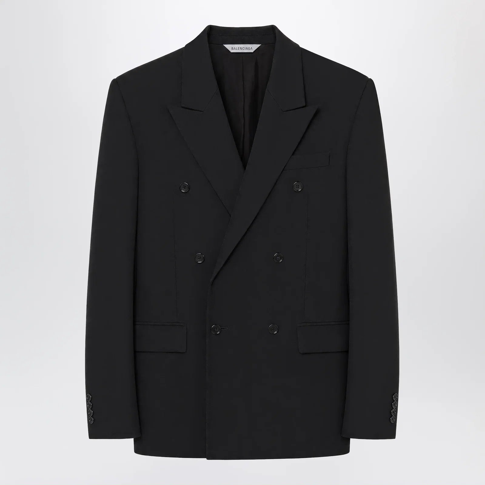 Balenciaga Double-breasted tailored wool twill jacket in black