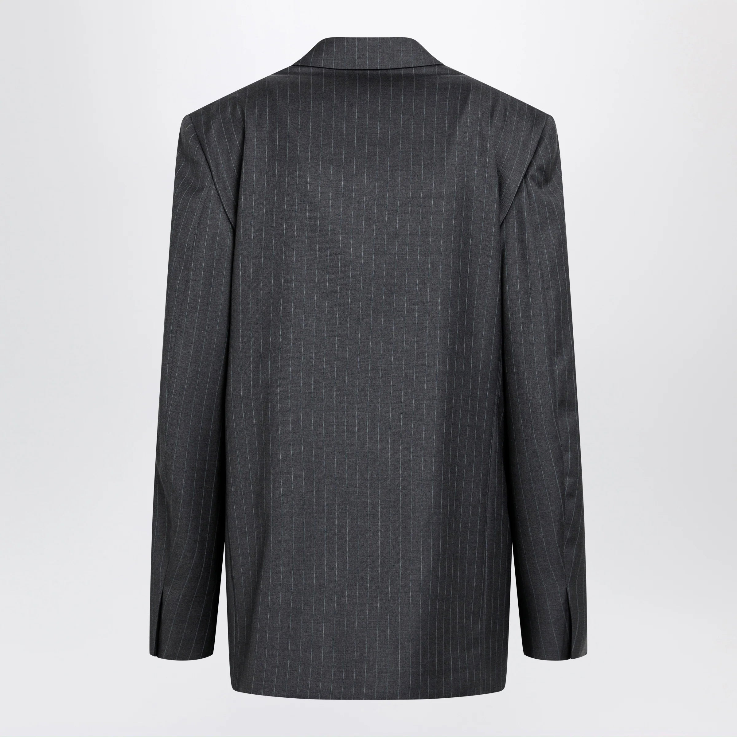 GUCCI Grey/light blue pinstripe wool jacket