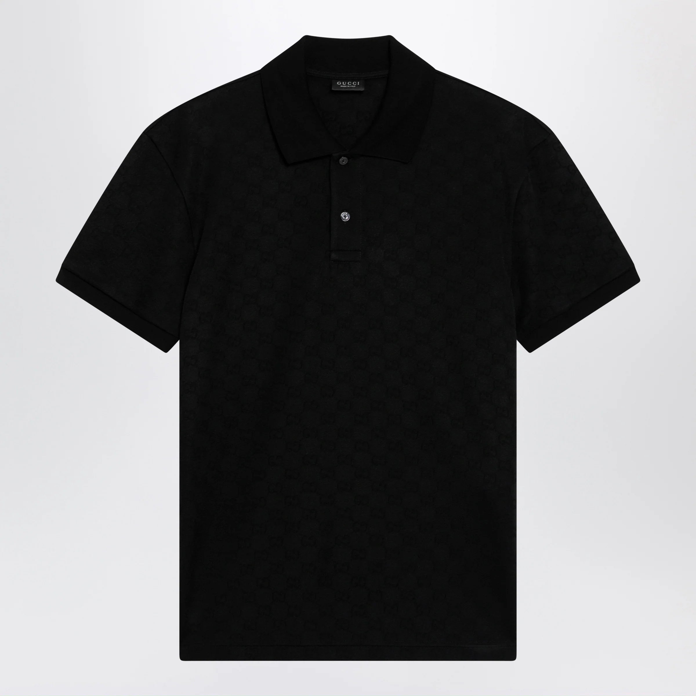 GUCCI Black GG jacquard technical jersey polo shirt
