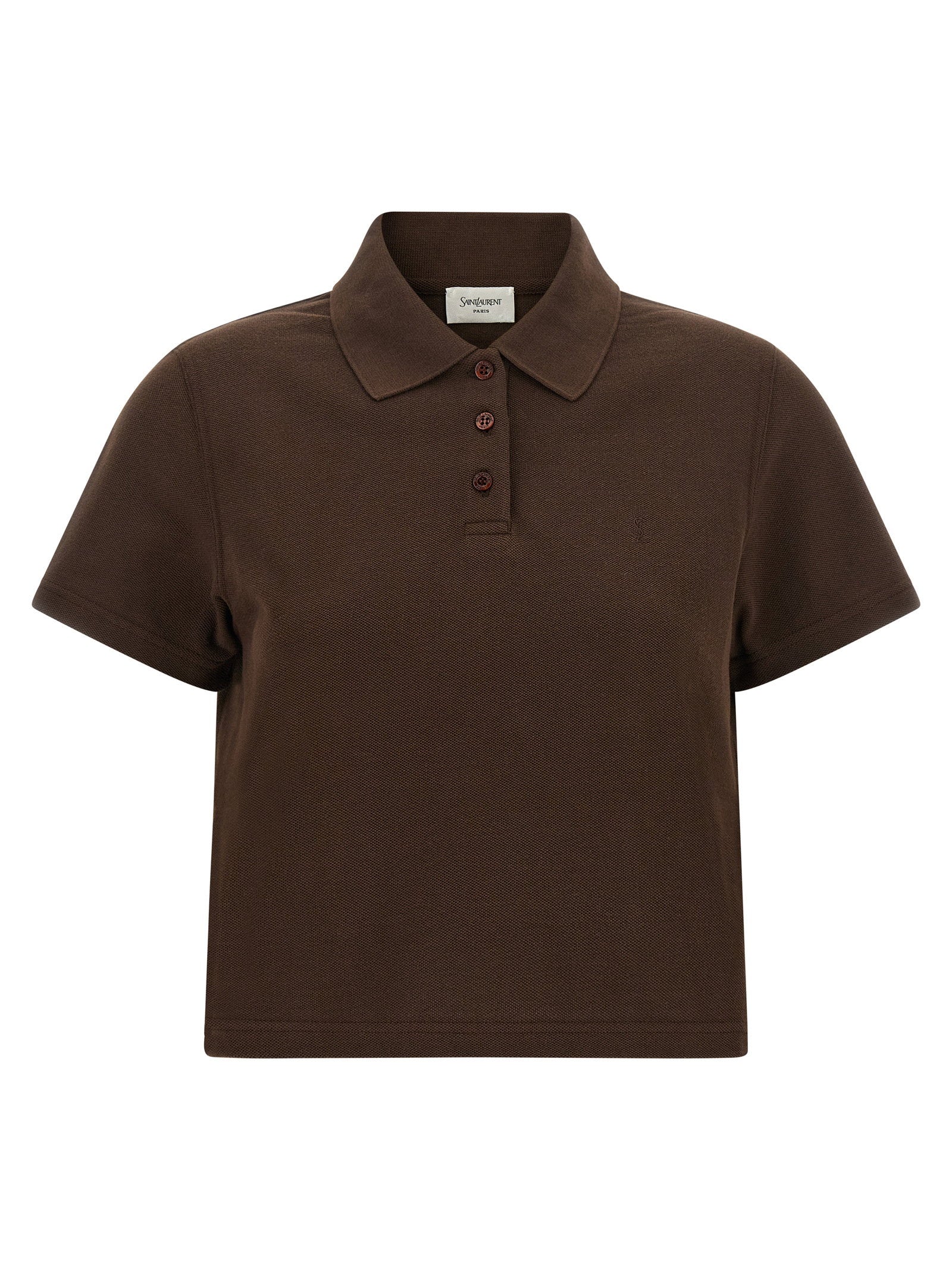 Saint Laurent Cassandre Crop Polo Shirt