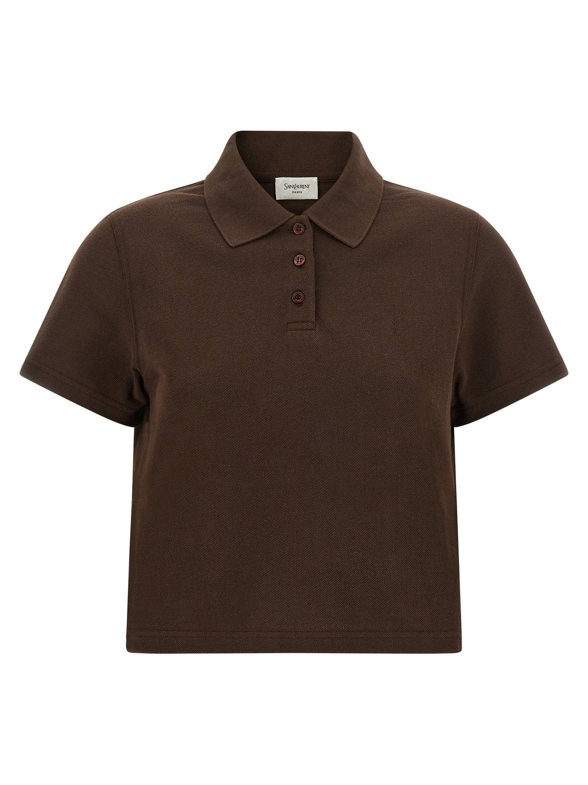 Saint Laurent Cassandre Crop Polo Shirt
