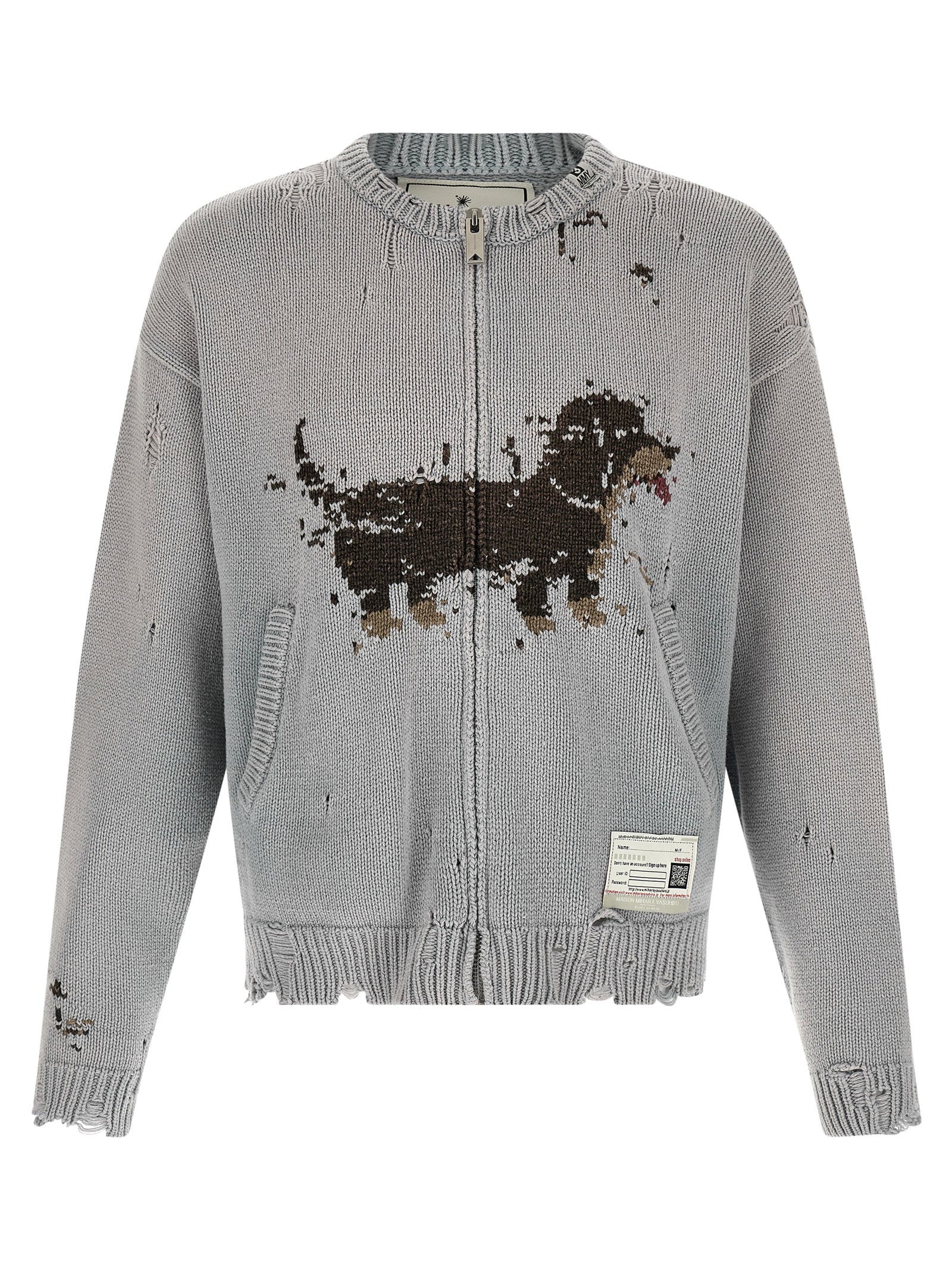 Maison Mihara Yasuhiro Dog Jacquard Knit Cardigan
