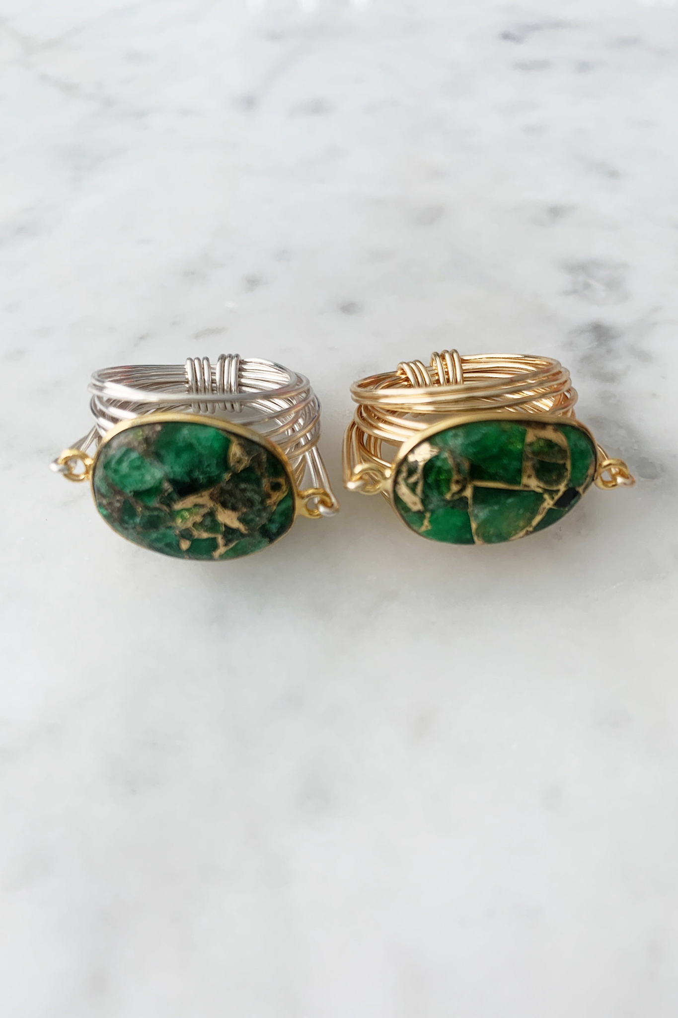 Torrey Ring with Green Mojave Copper Turquoise