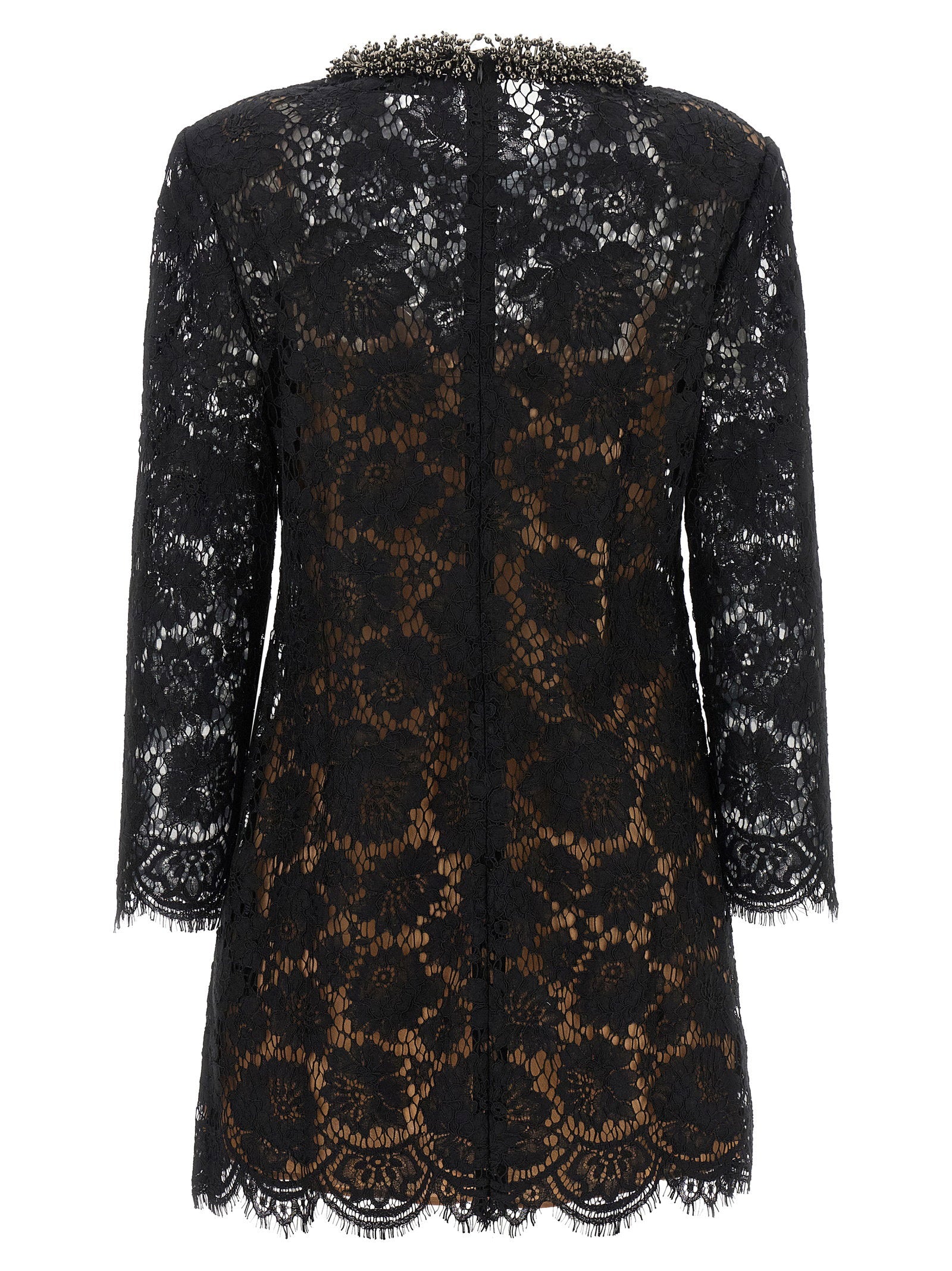 Self-Portrait Lace Dress With Jewel Collar
