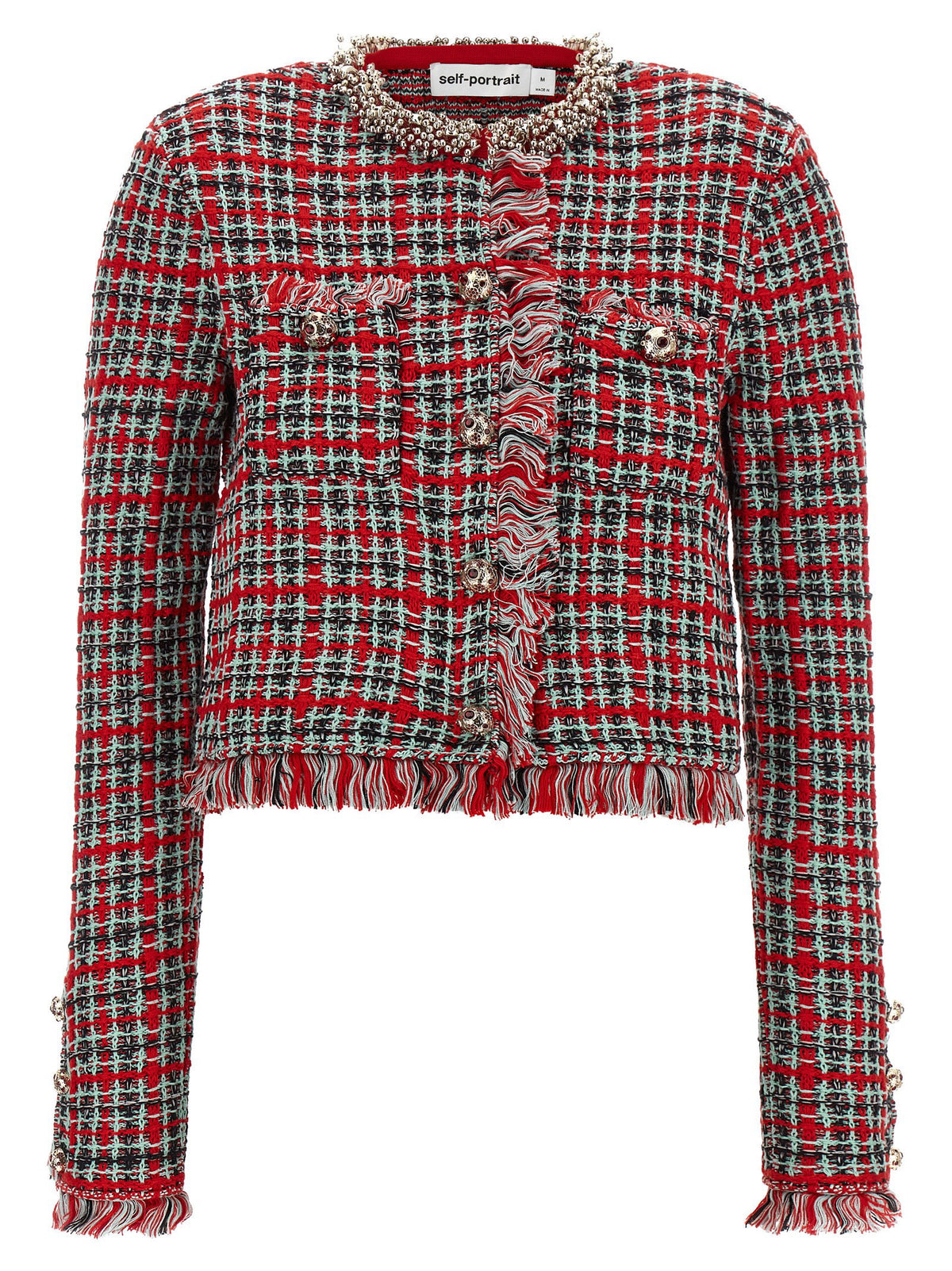Self-Portrait Fringed Knit Jacket