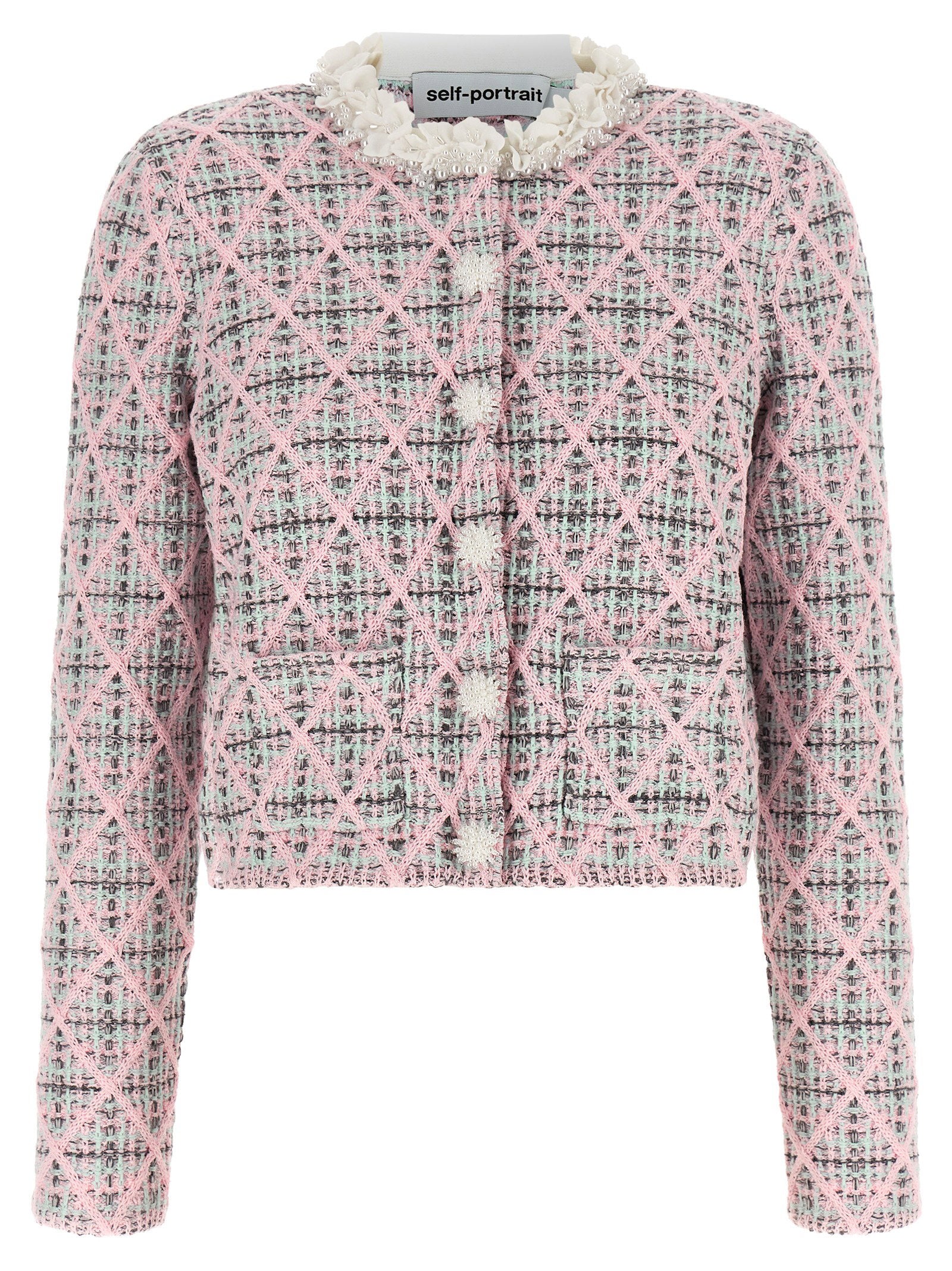 Self-Portrait Floral Collar Cardigan