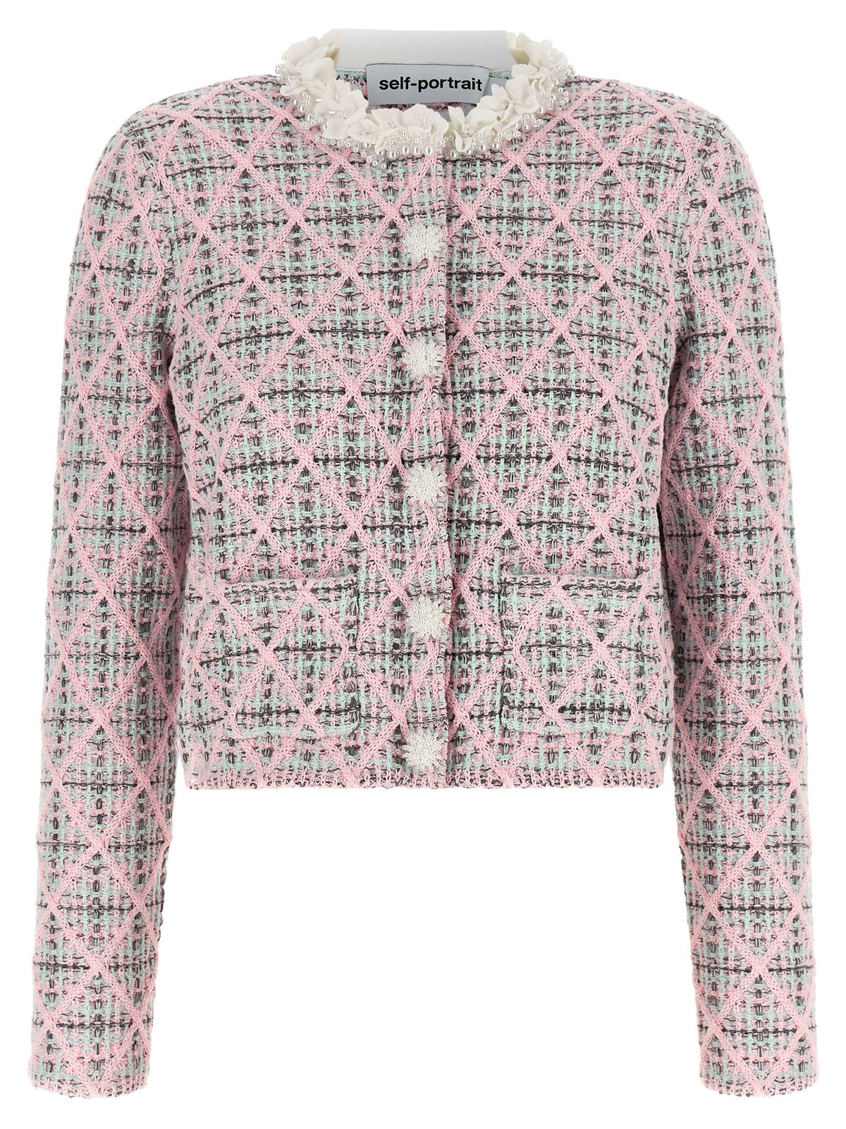 Self-Portrait Floral Collar Cardigan